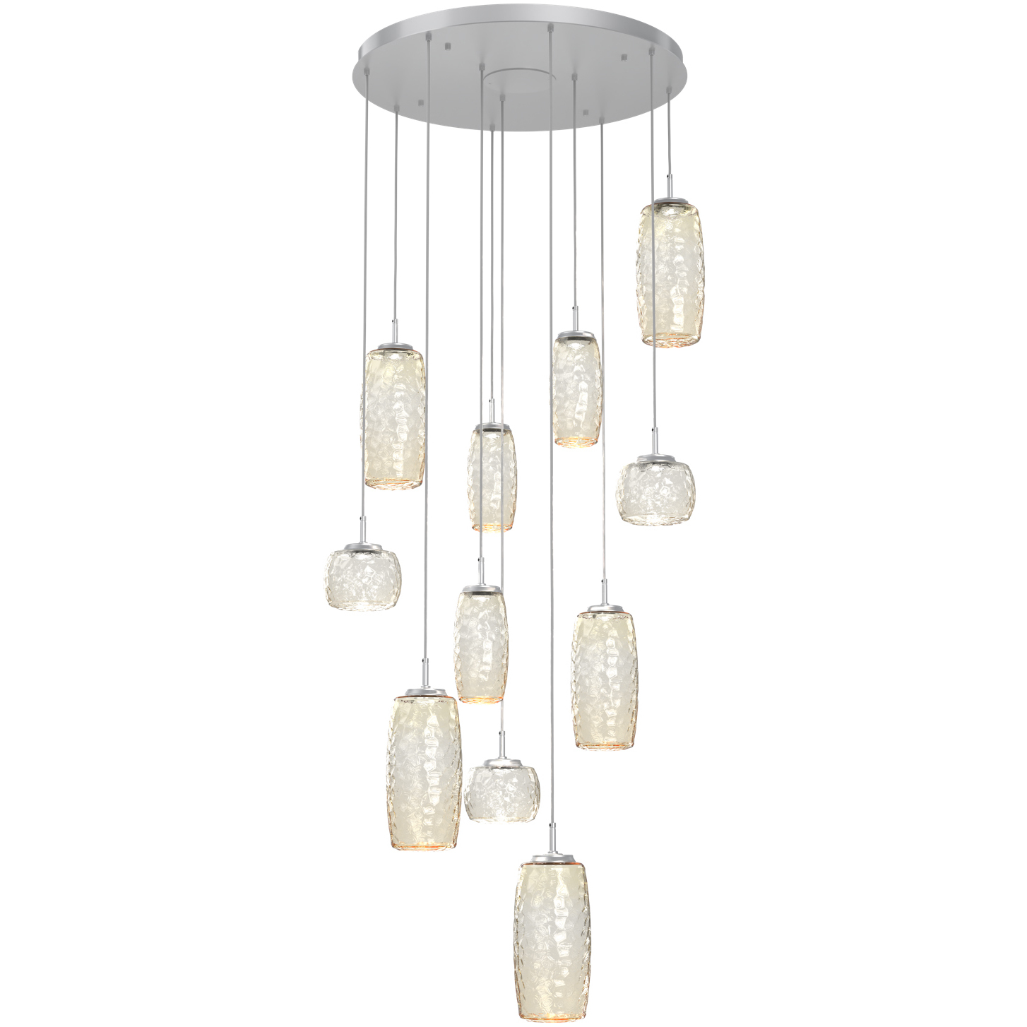 Vessel LED Classic Silver Multi-Pendant Ceiling Light in Amber, 2700K LED