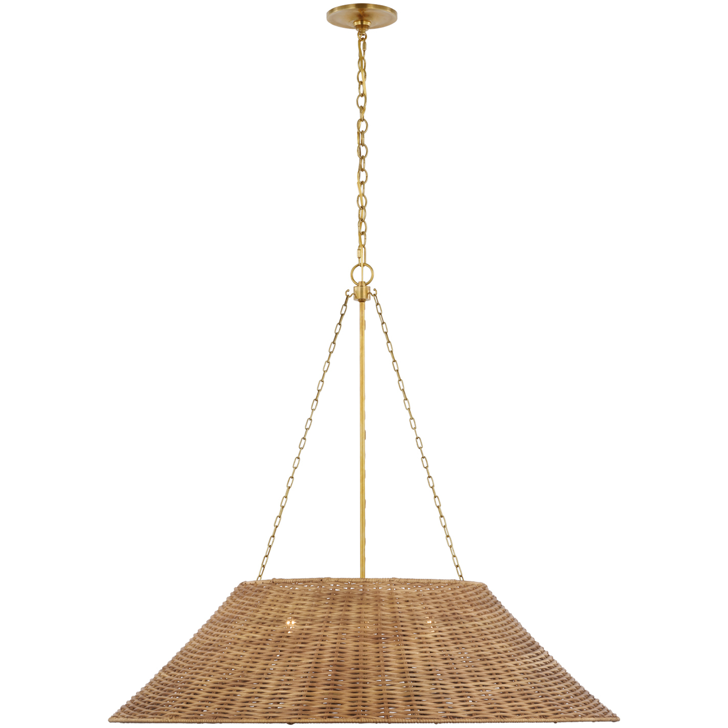 Marie Flanigan Corinne LED 36.25 inch Soft Brass Woven Hanging Shade Ceiling Light in Natural Wicker, Extra Large