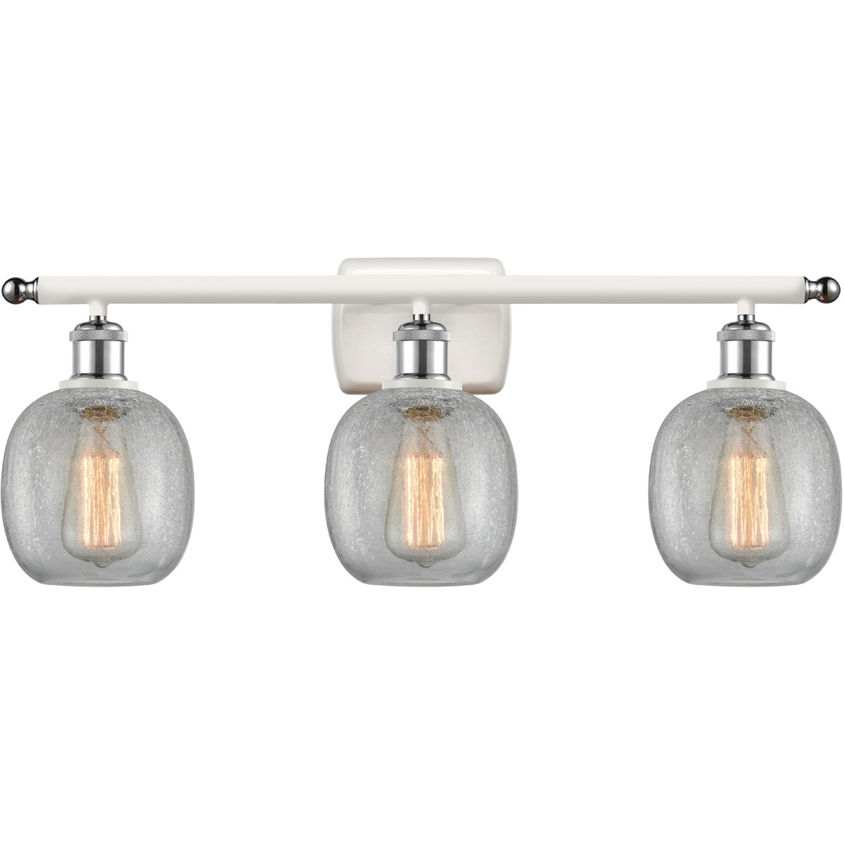 Ballston Belfast LED 26 inch White and Polished Chrome Bath Vanity Light Wall Light in Clear Crackle Glass, Ballston