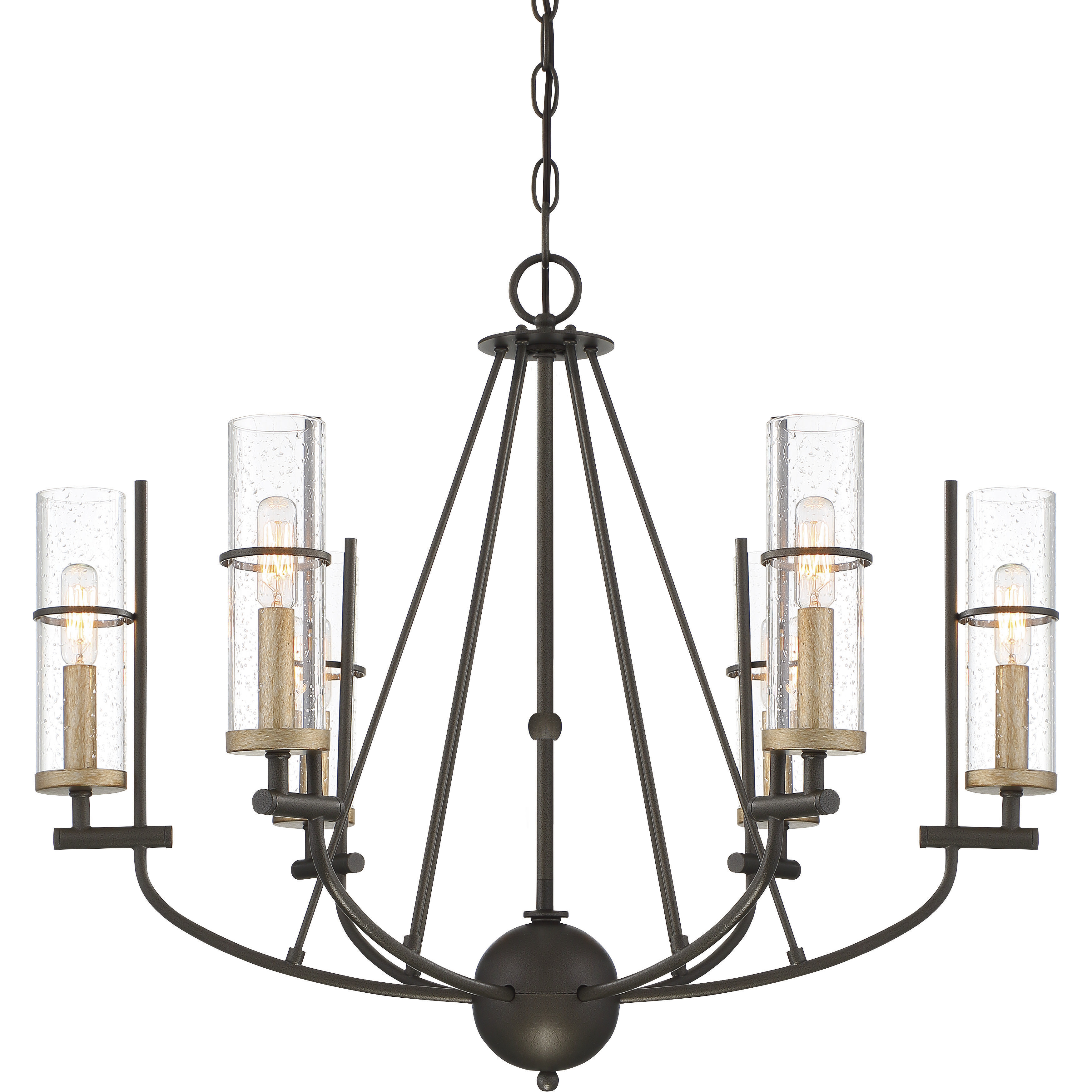 Sussex Court 6 Light 27.75 inch Smoked Iron/Aged Gold Chandelier Ceiling Light