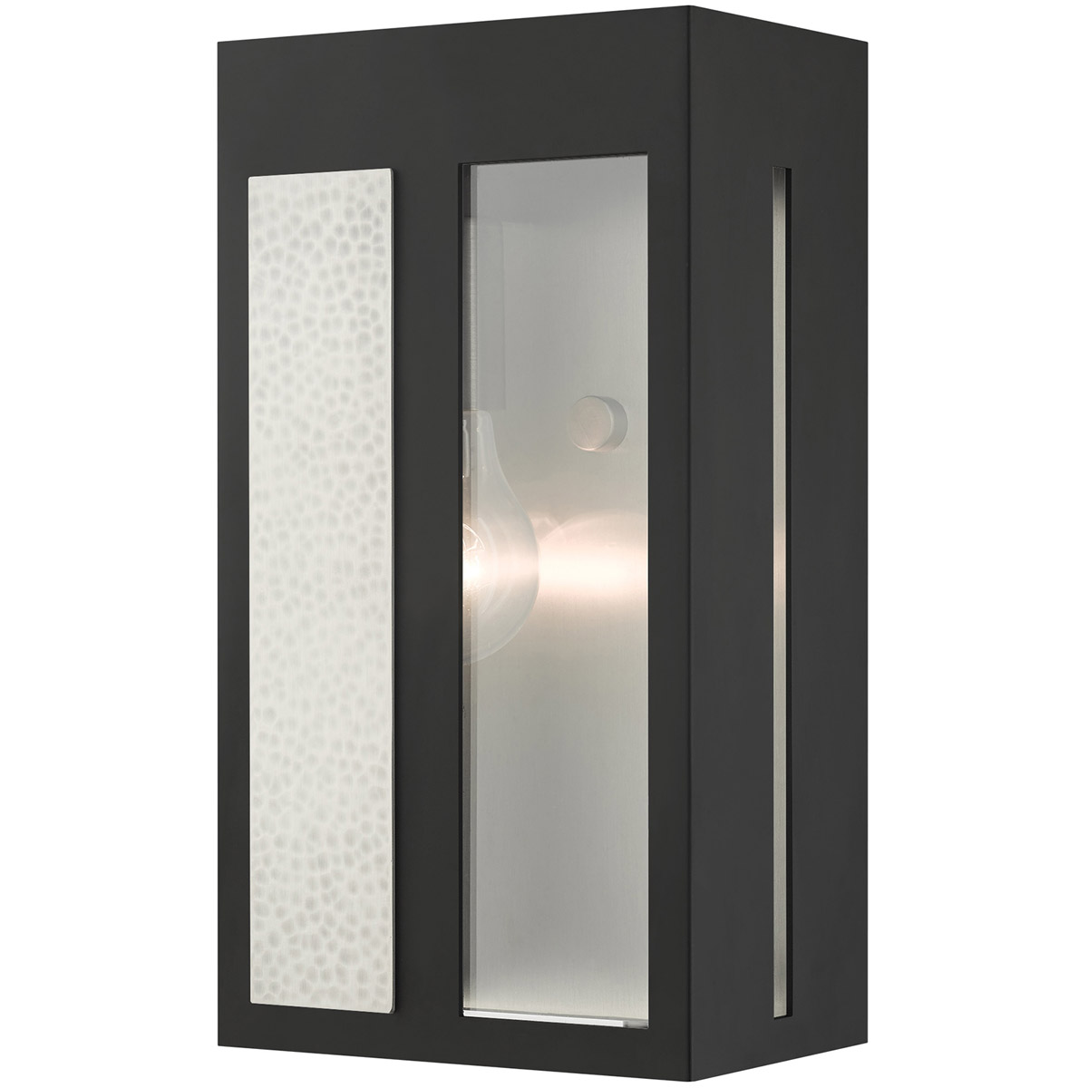 Lafayette 1 Light 11 inch Black with Hammered Brushed Nickel Panels Medium Outdoor ADA Wall Lantern