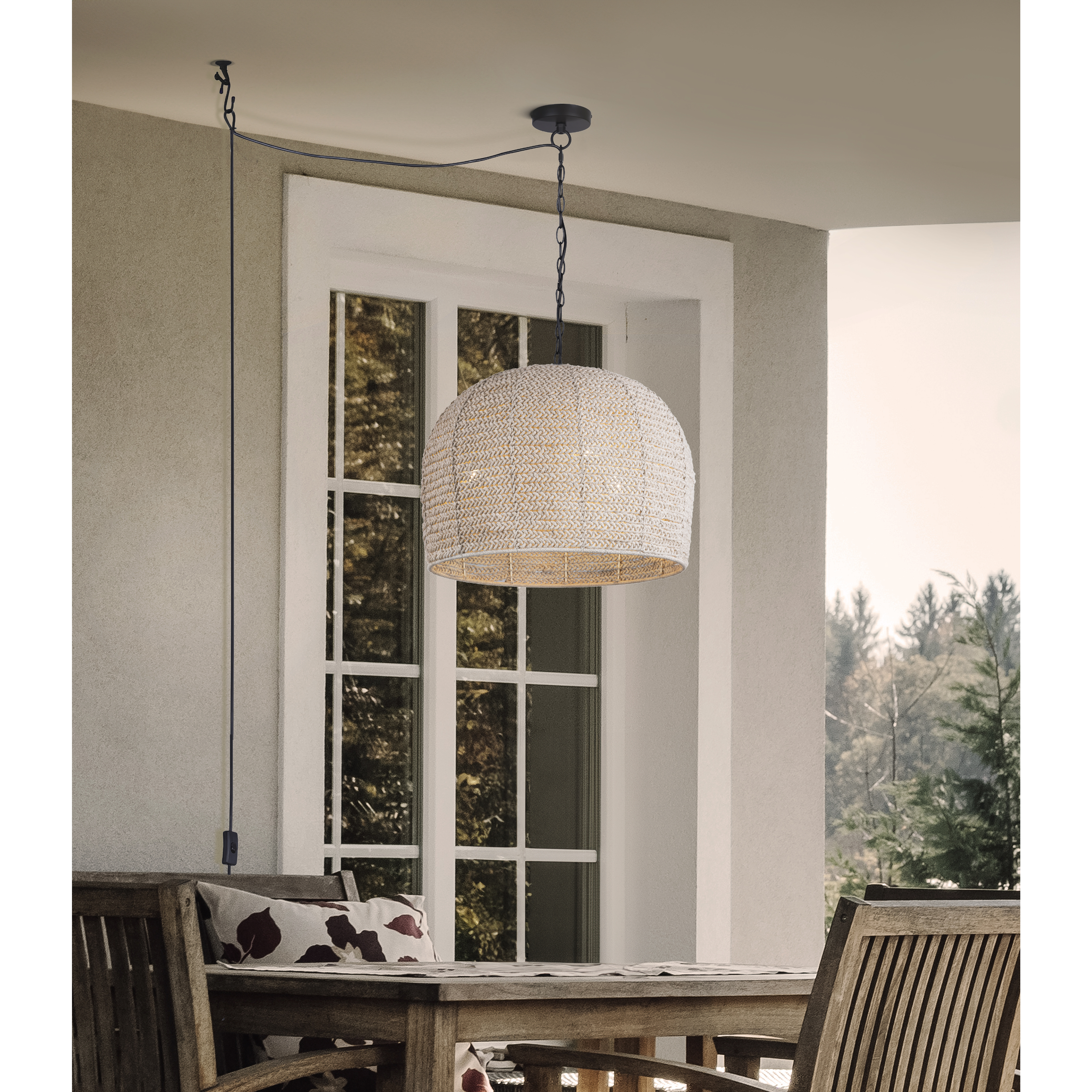 Kutna 3 Light 26 inch Natural Swag Pendant Ceiling Light