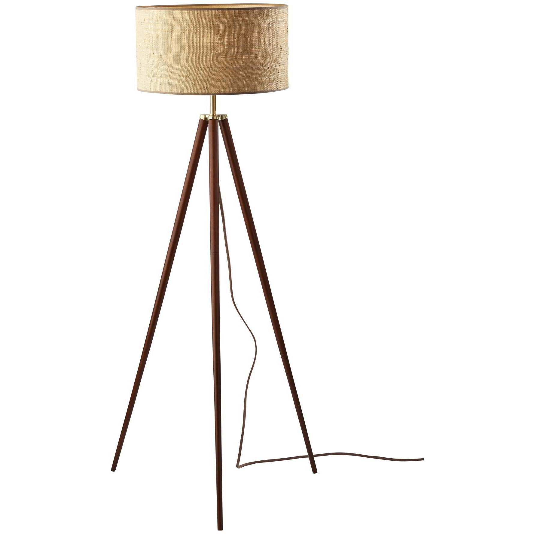 Jackson 60.5 inch 150.00 watt Walnut Wood with Antique Brass Accents Floor Lamp Portable Light