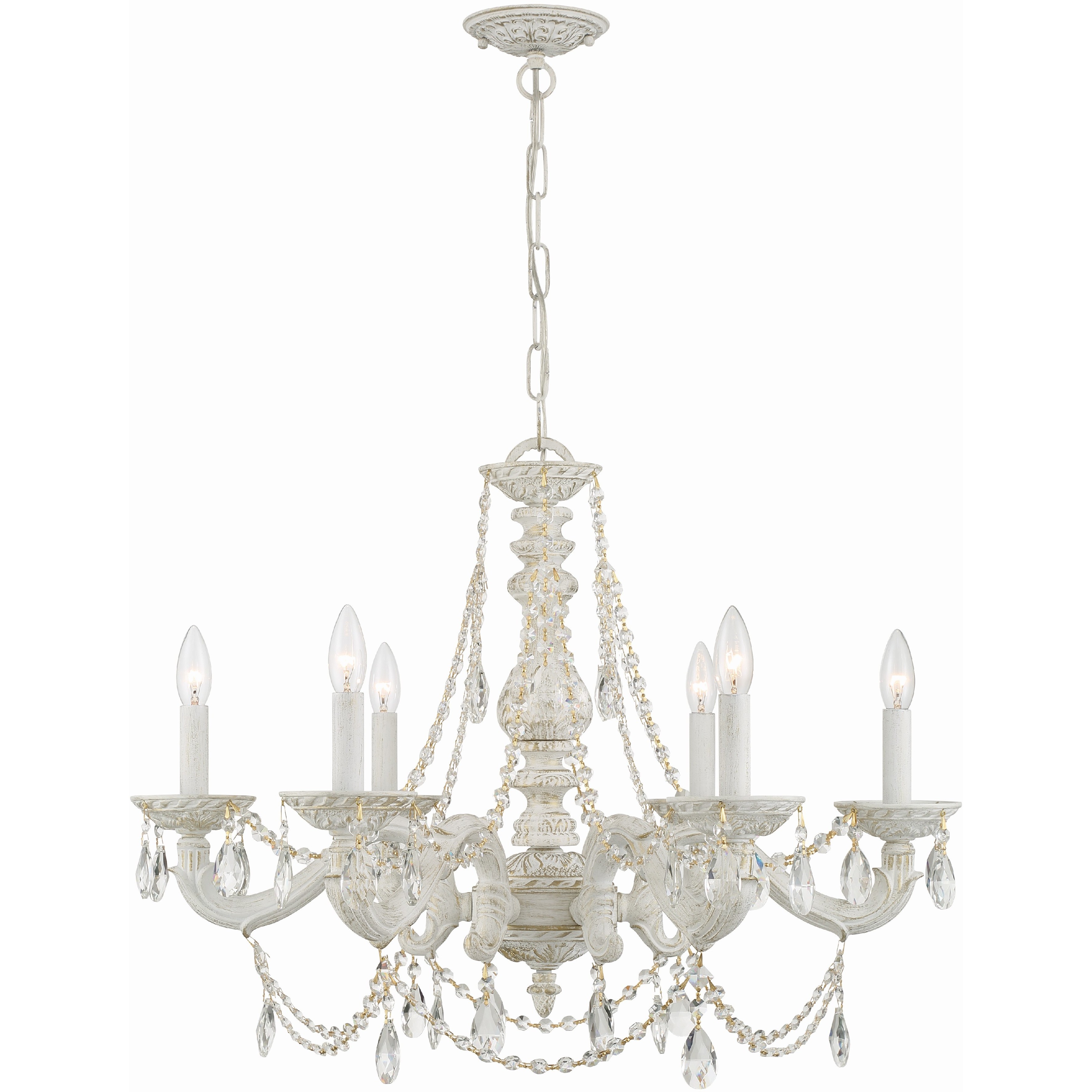 Paris Market 6 Light 28 inch Antique White Chandelier Ceiling Light in Clear Spectra