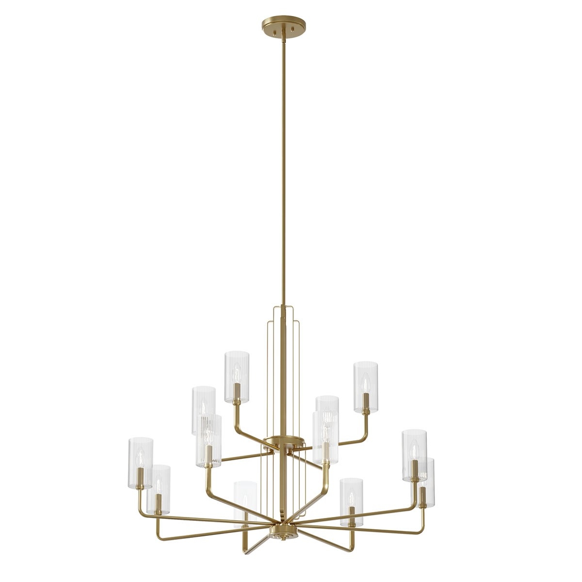 Kimrose 12 Light 40.5 inch Brushed Natural Brass Chandelier Ceiling Light, 2 Tier Large