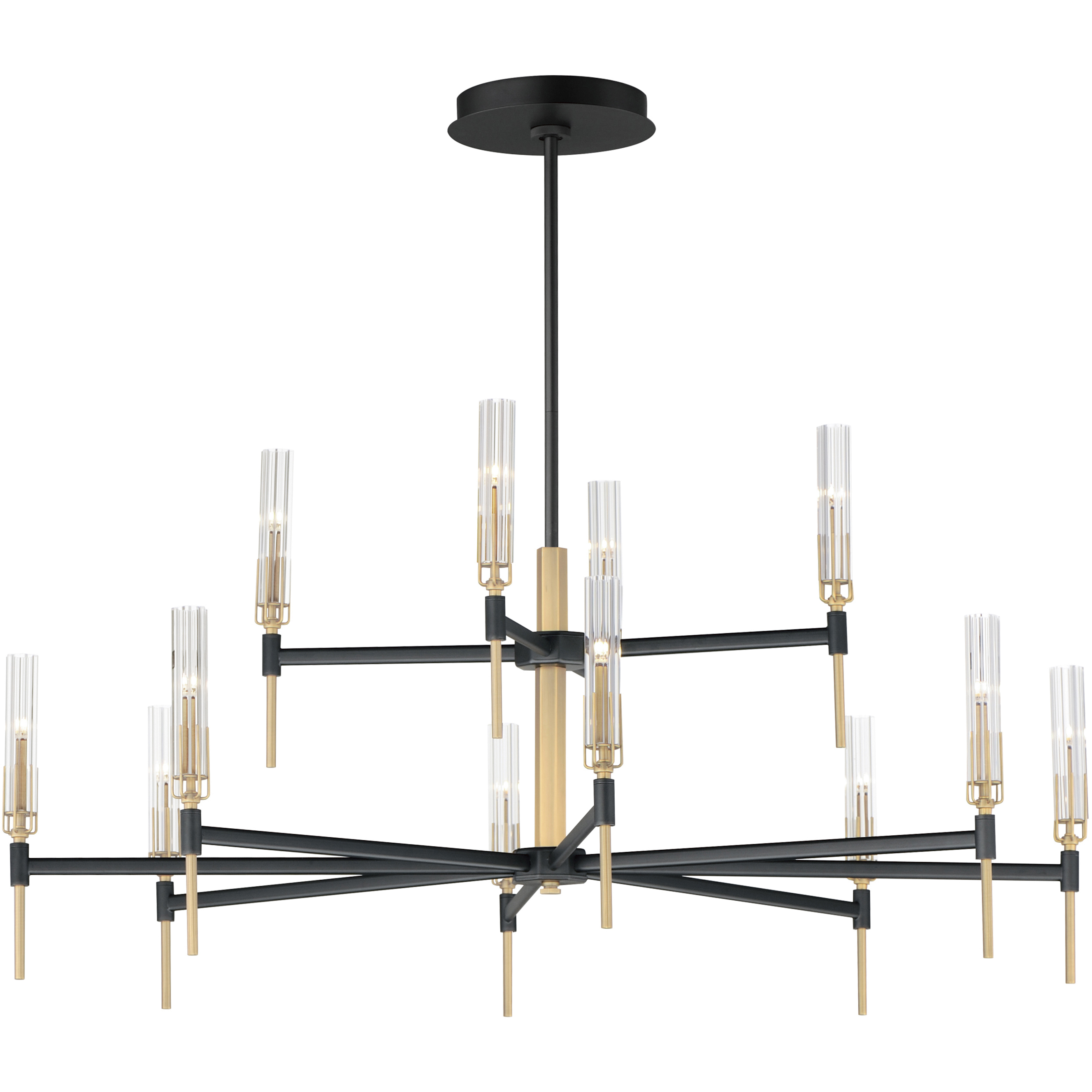 Flambeau LED 48 inch Black and Antique Brass Chandelier Ceiling Light