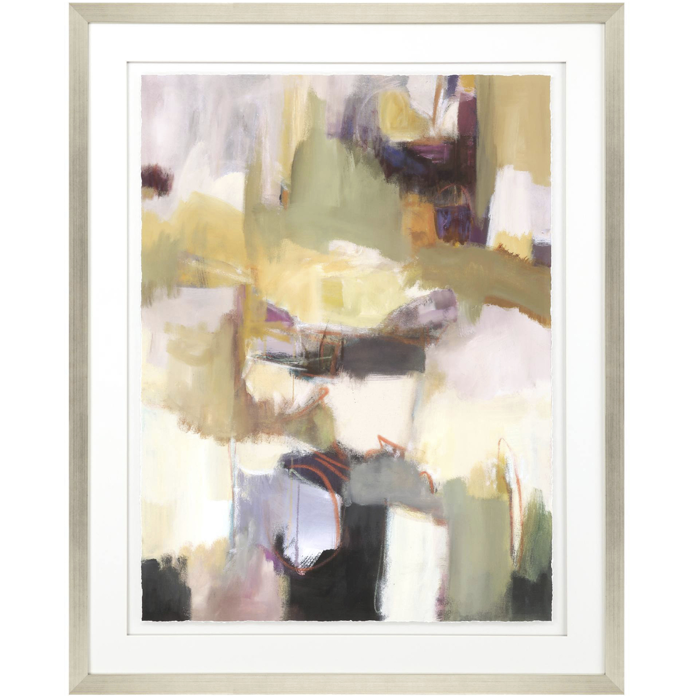 Abstract Green and Gray and Multi and Purple Framed Art