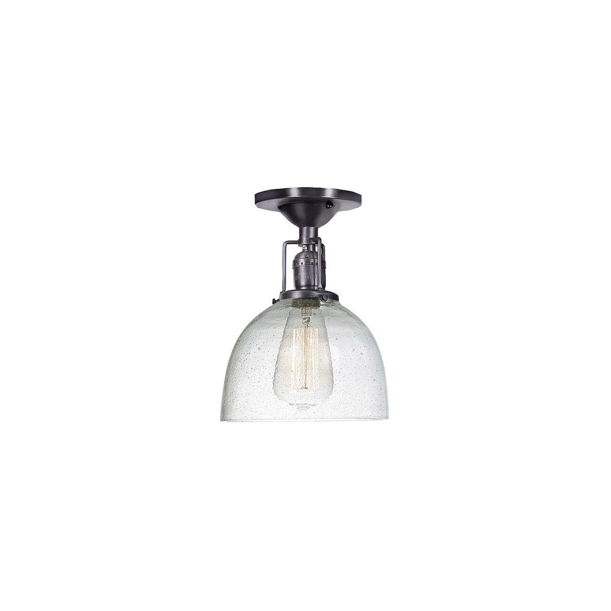 Union Square 1 Light 7 inch Gun Metal Flush Mount Ceiling Light in S5, Seeded