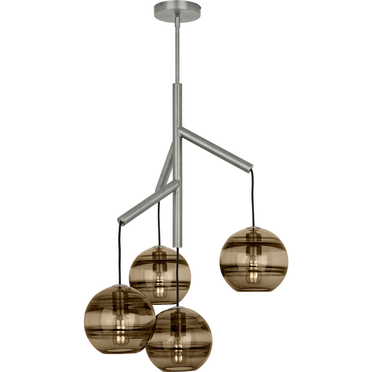 Sean Lavin Sedona 24.5 inch Satin Nickel Chandelier Ceiling Light in Incandescent, Transparent Smoke Glass