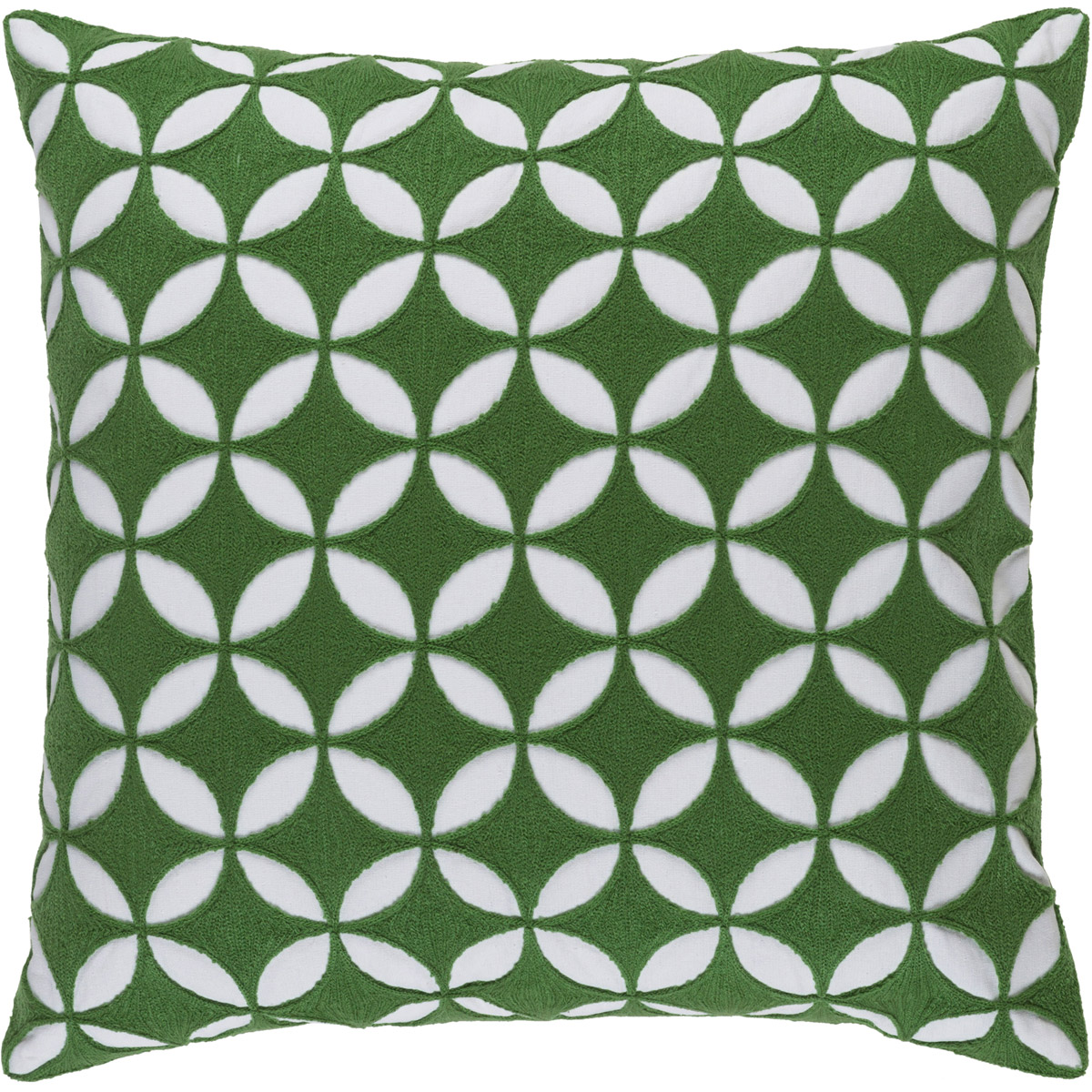 Perimeter 22 X 22 inch Dark Green and White Throw Pillow
