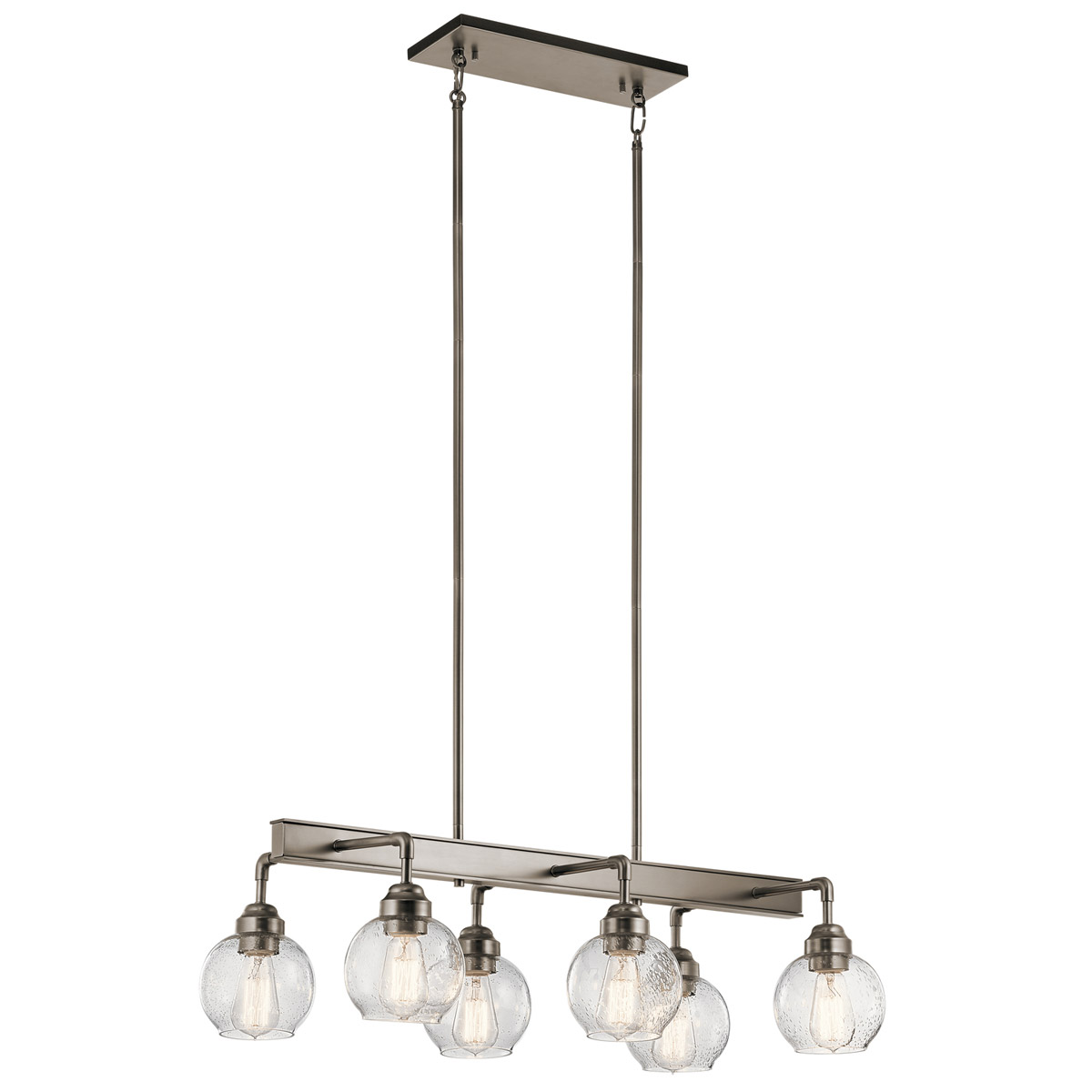 Niles 6 Light 17 inch Antique Pewter Chandelier Linear (Double) Ceiling Light, Double