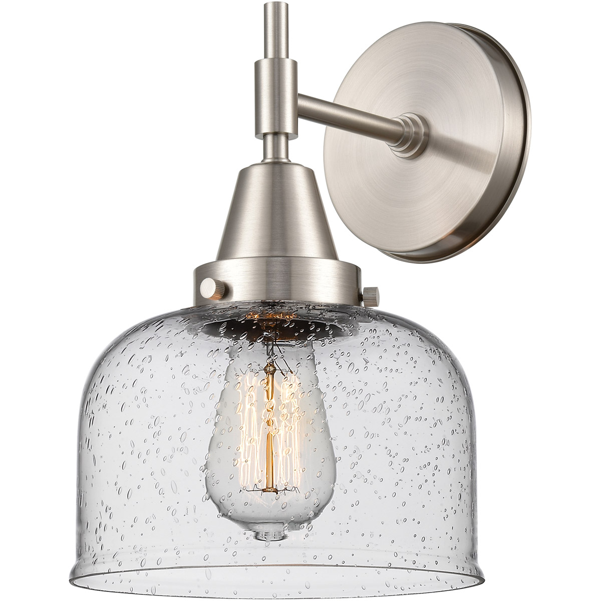 Caden 1 Light 8 inch Satin Nickel Sconce Wall Light in Seedy Glass