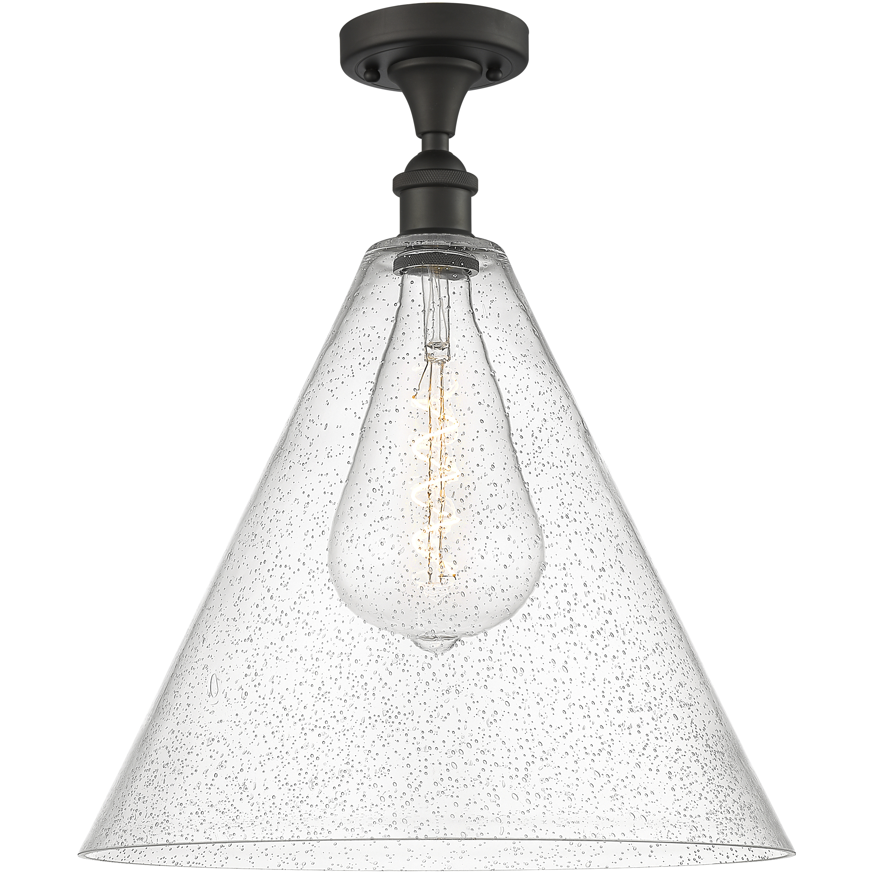 Edison Berkshire 1 Light 16 inch Oil Rubbed Bronze Semi-Flush Mount Ceiling Light in Seedy Glass