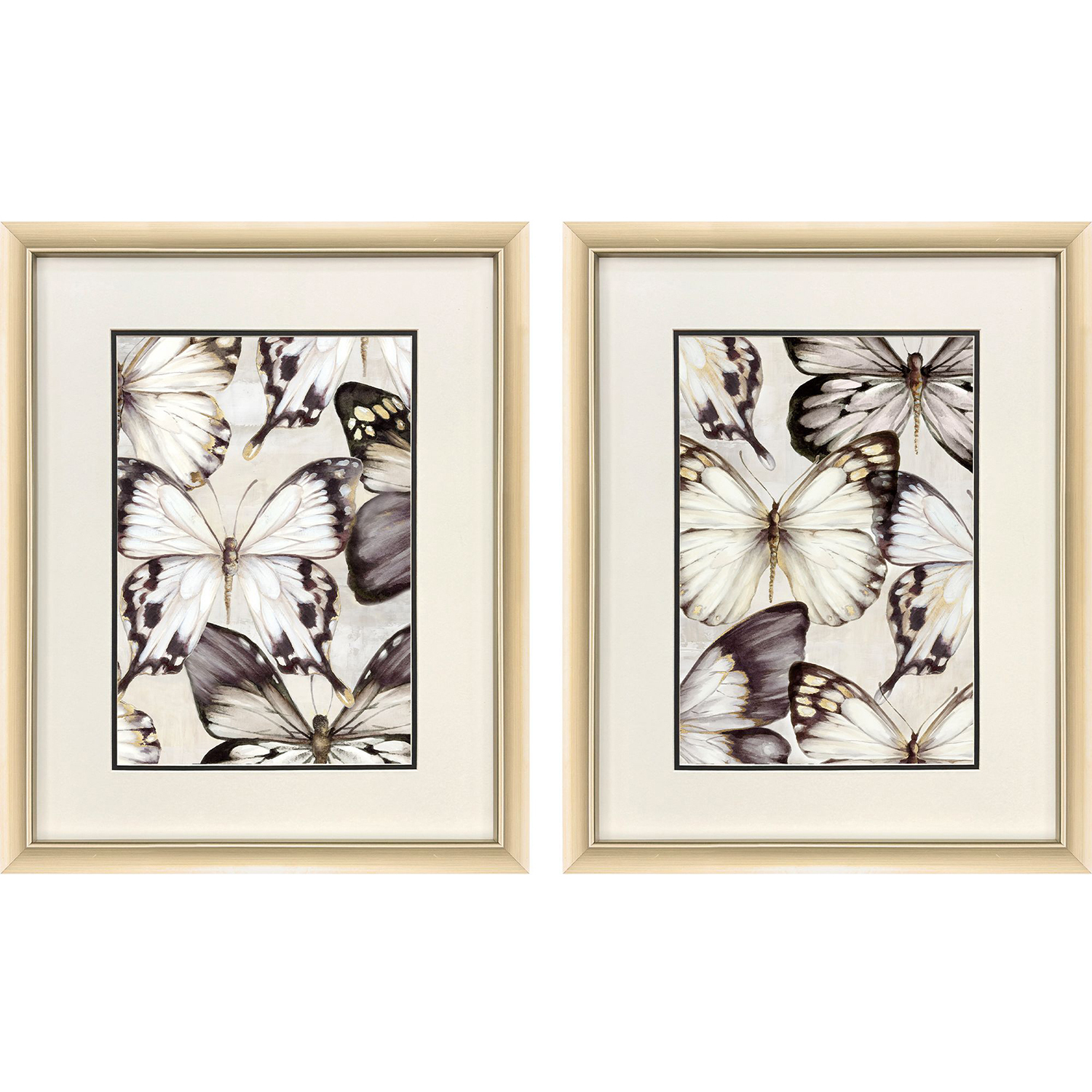 Butterfly Cluster Gray and Black and Multi and Neutral Framed Art, Propac