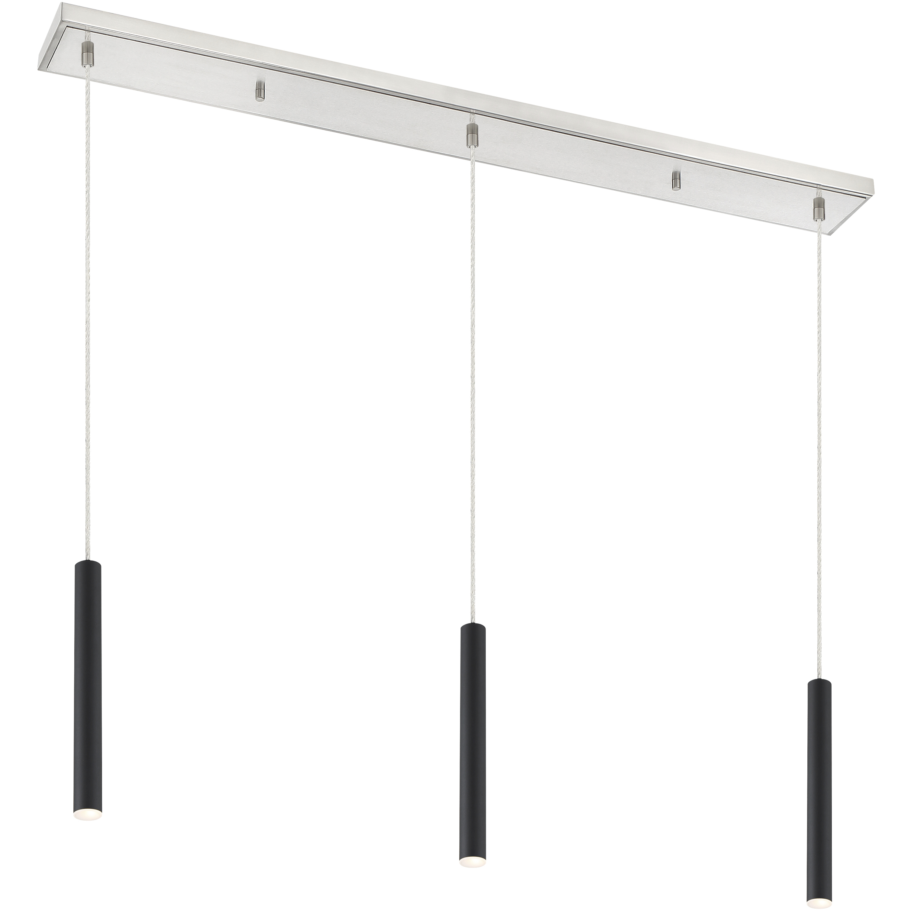 Forest LED 46 inch Brushed Nickel Linear Chandelier Ceiling Light in Matte Black Steel