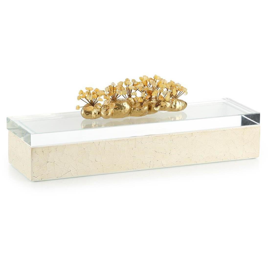 Crystal Garden 18.5 X 5.5 inch Polished Brass Box, Large