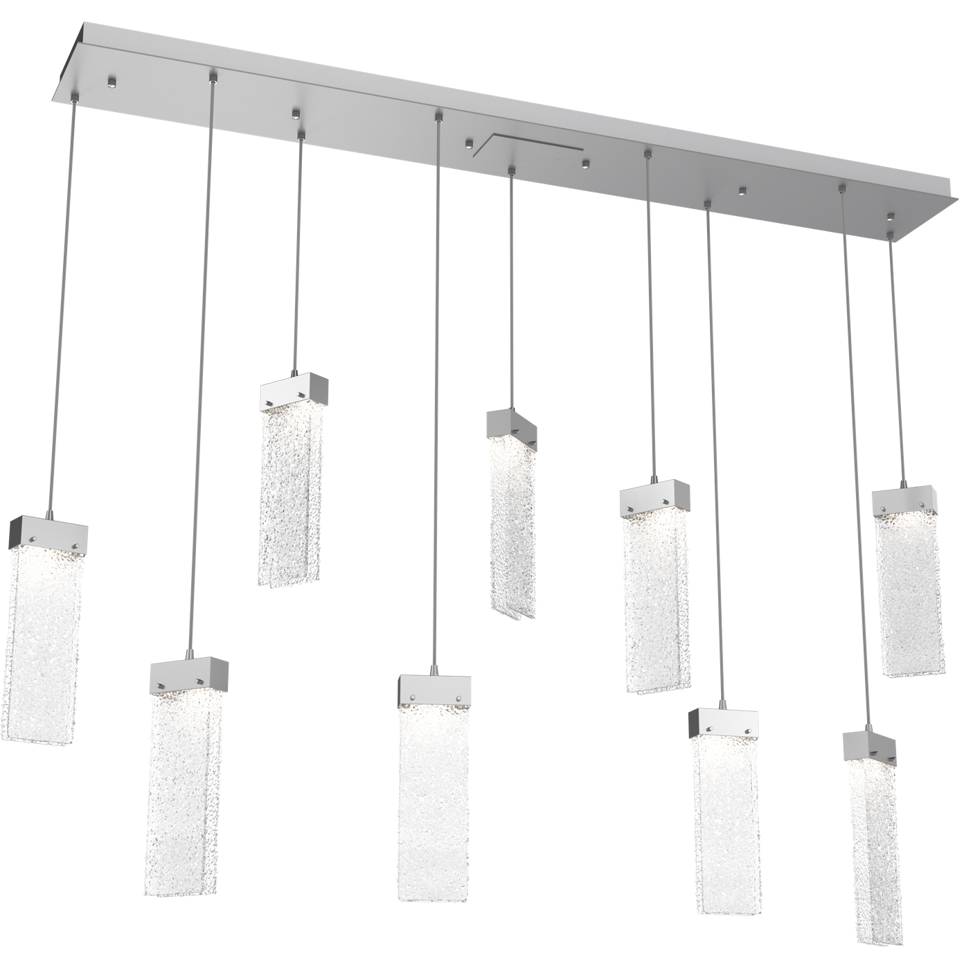 Parallel LED Classic Silver Linear Pendant Ceiling Light in 3000K LED, Clear Rimelight, Multi-Port