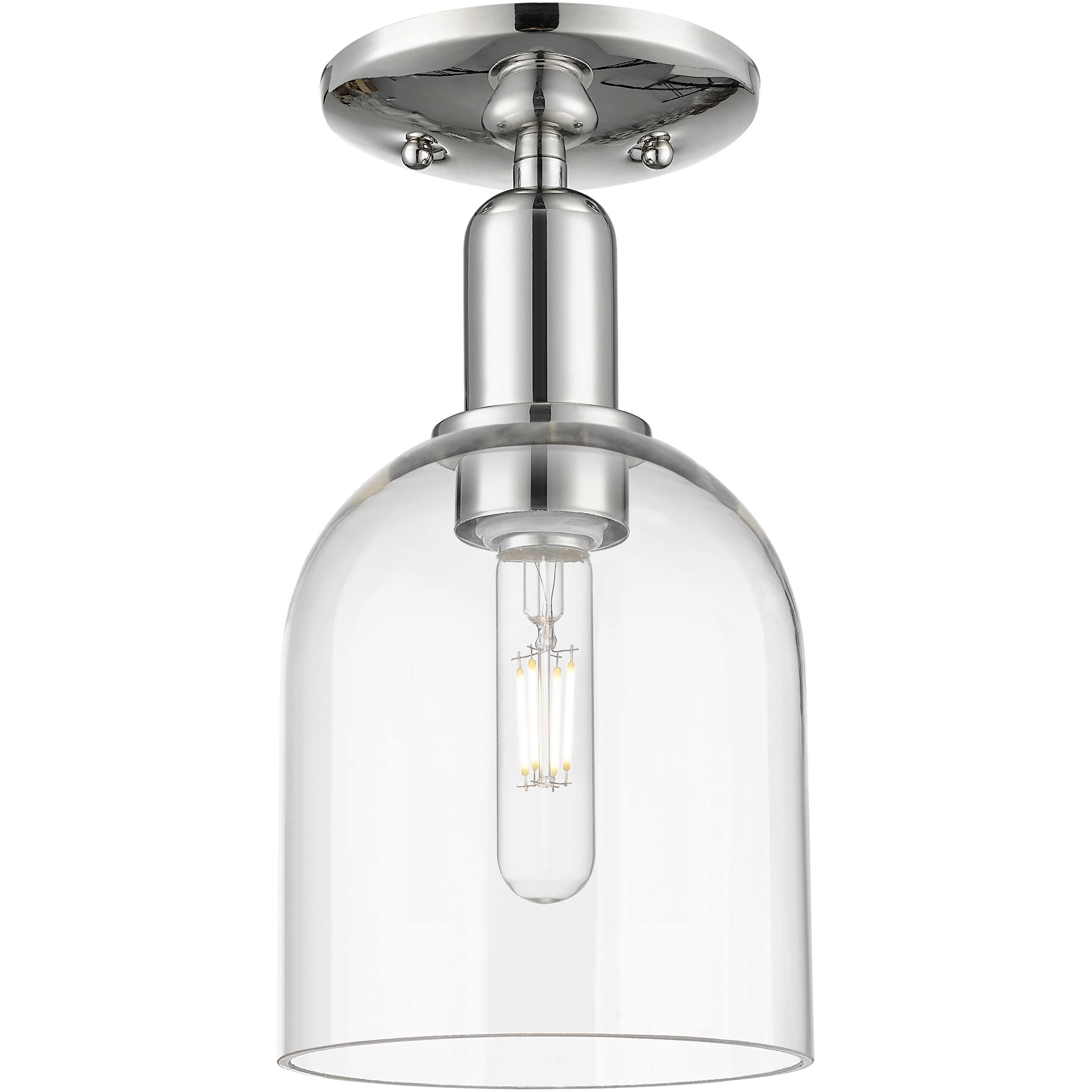 Arcadia Bella 1 Light 5.5 inch Polished Nickel Semi-Flush Mount Ceiling Light in Clear