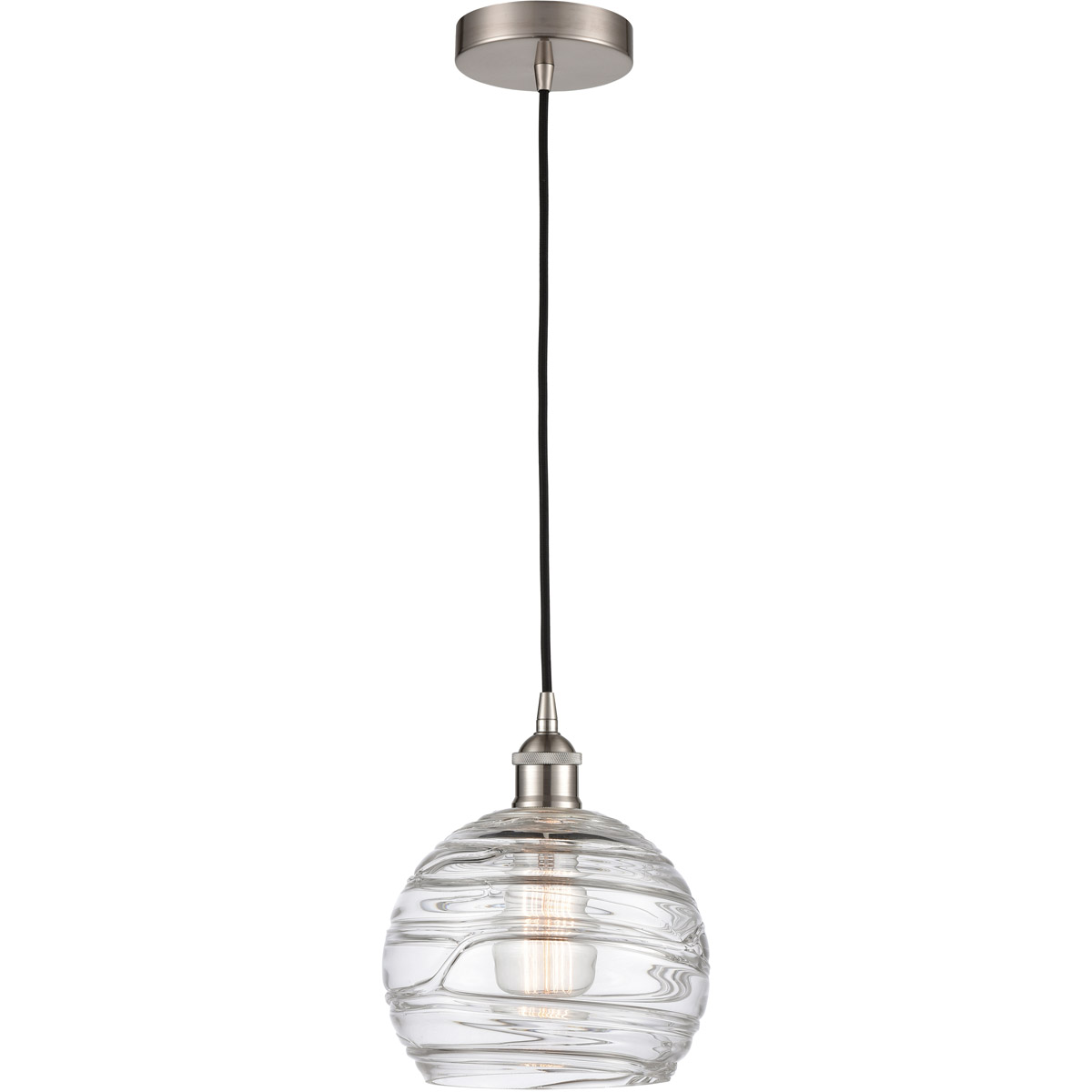 Edison Athens Deco Swirl 1 Light 8 inch Brushed Satin Nickel Mini Pendant Ceiling Light