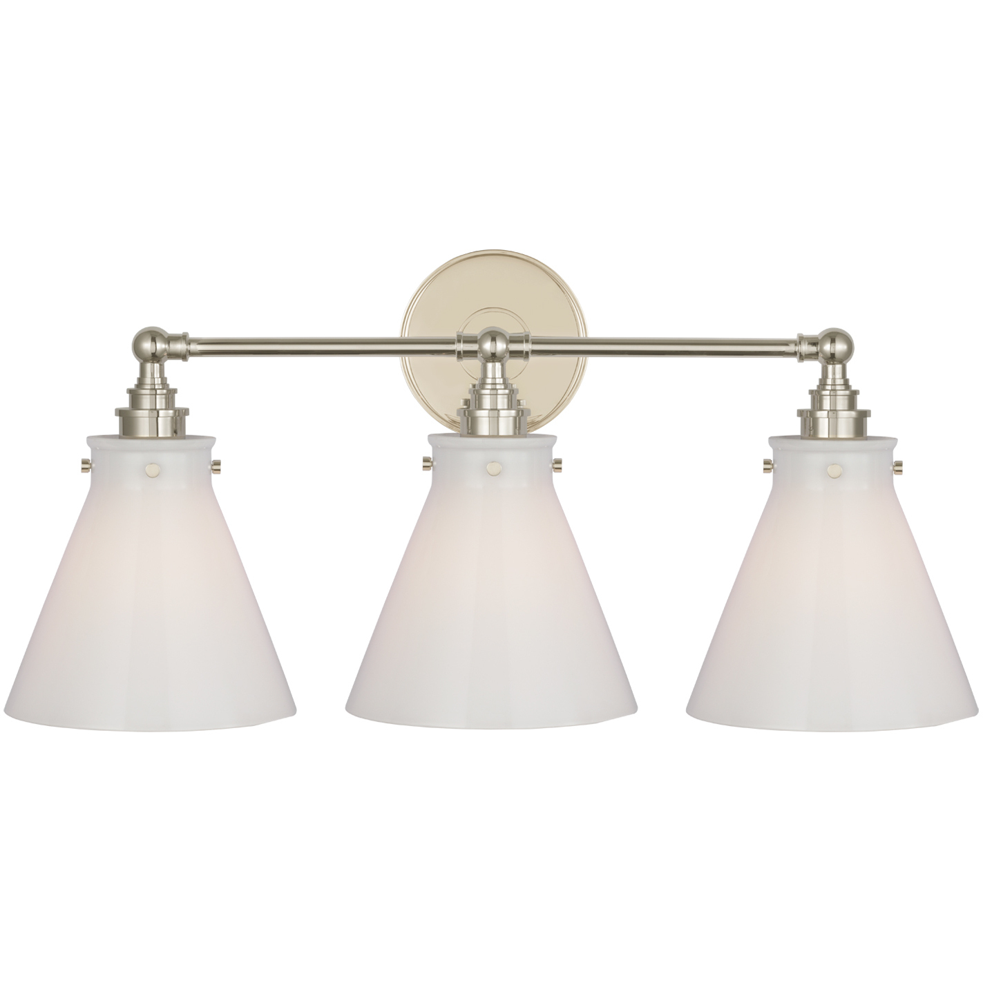 Chapman & Myers Parkington LED 24 inch Polished Nickel Bath Bar Wall Light in White Glass