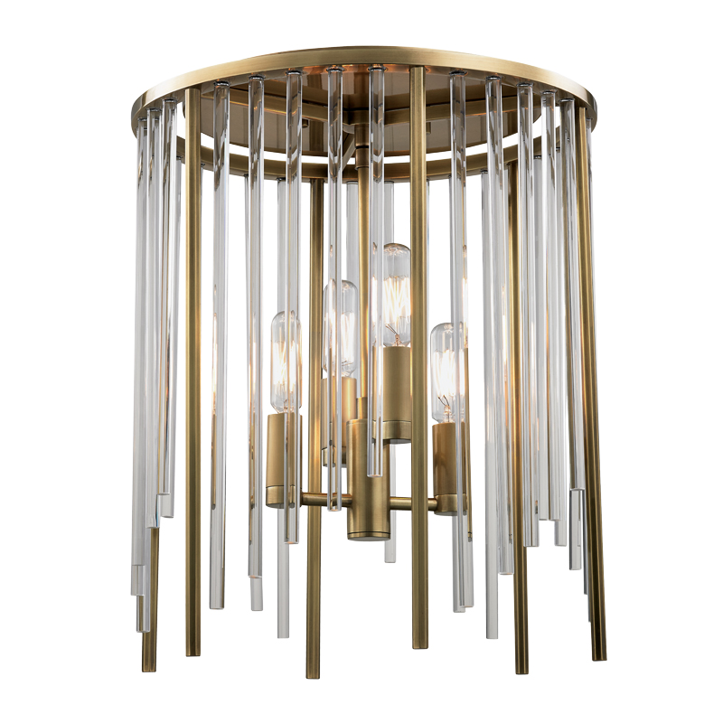 Lewis 4 Light 13 inch Aged Brass Flush Mount Ceiling Light