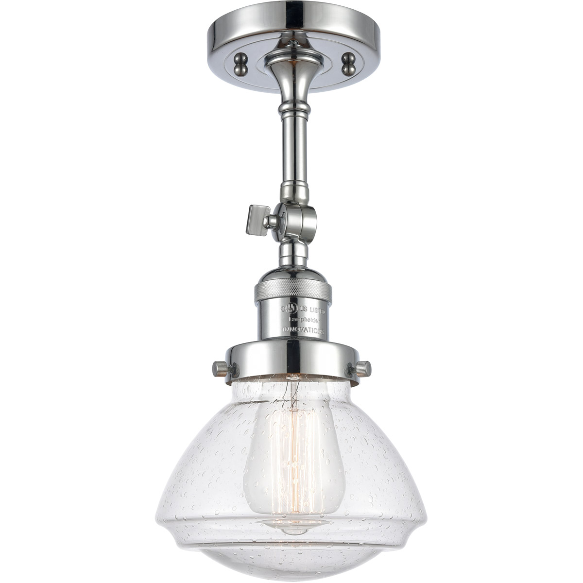 Franklin Restoration Olean LED 6.75 inch Polished Chrome Semi-Flush Mount Ceiling Light in Seedy Glass, Franklin Restoration