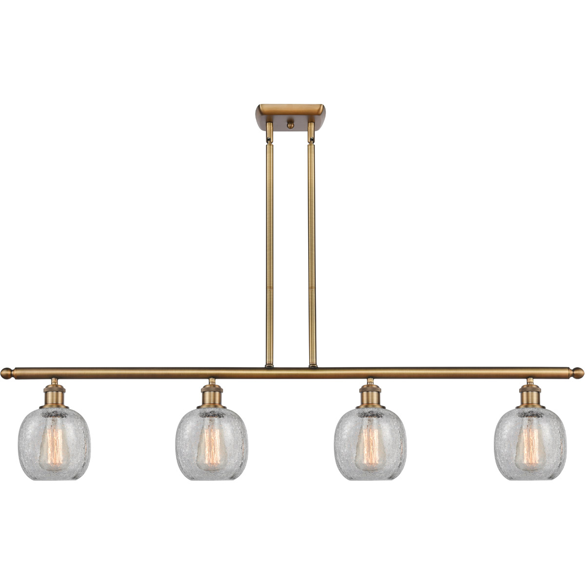 Ballston Belfast LED 48 inch Brushed Brass Island Light Ceiling Light in Clear Crackle Glass, Ballston