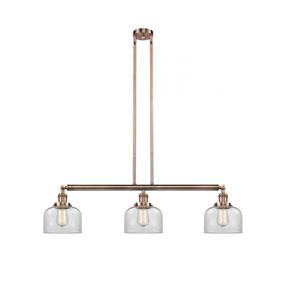 Franklin Restoration Large Bell LED 41 inch Antique Copper Island Light Ceiling Light in Clear Glass, Franklin Restoration