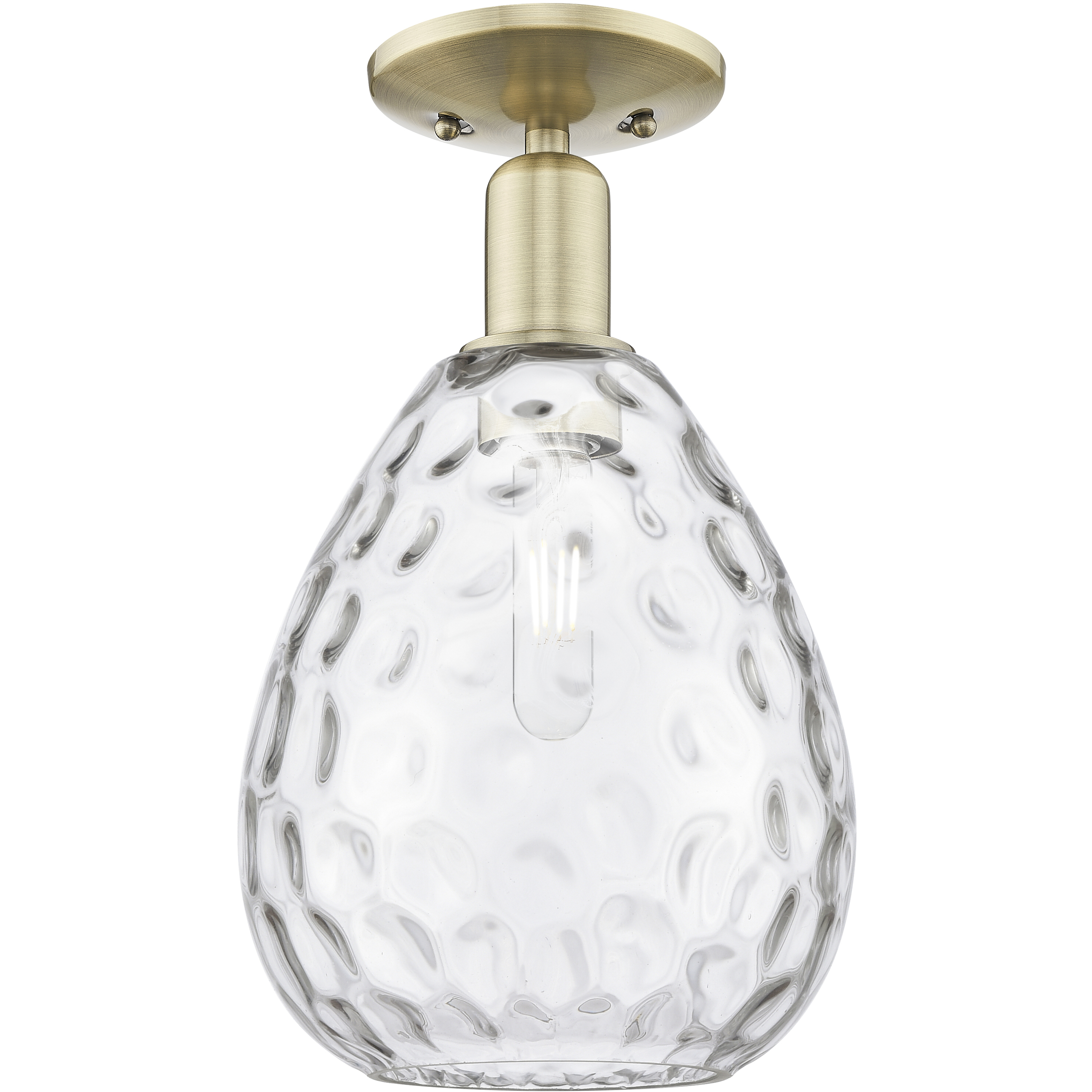 Arcadia Waverly 1 Light 8 inch Antique Brass Semi-Flush Mount Ceiling Light