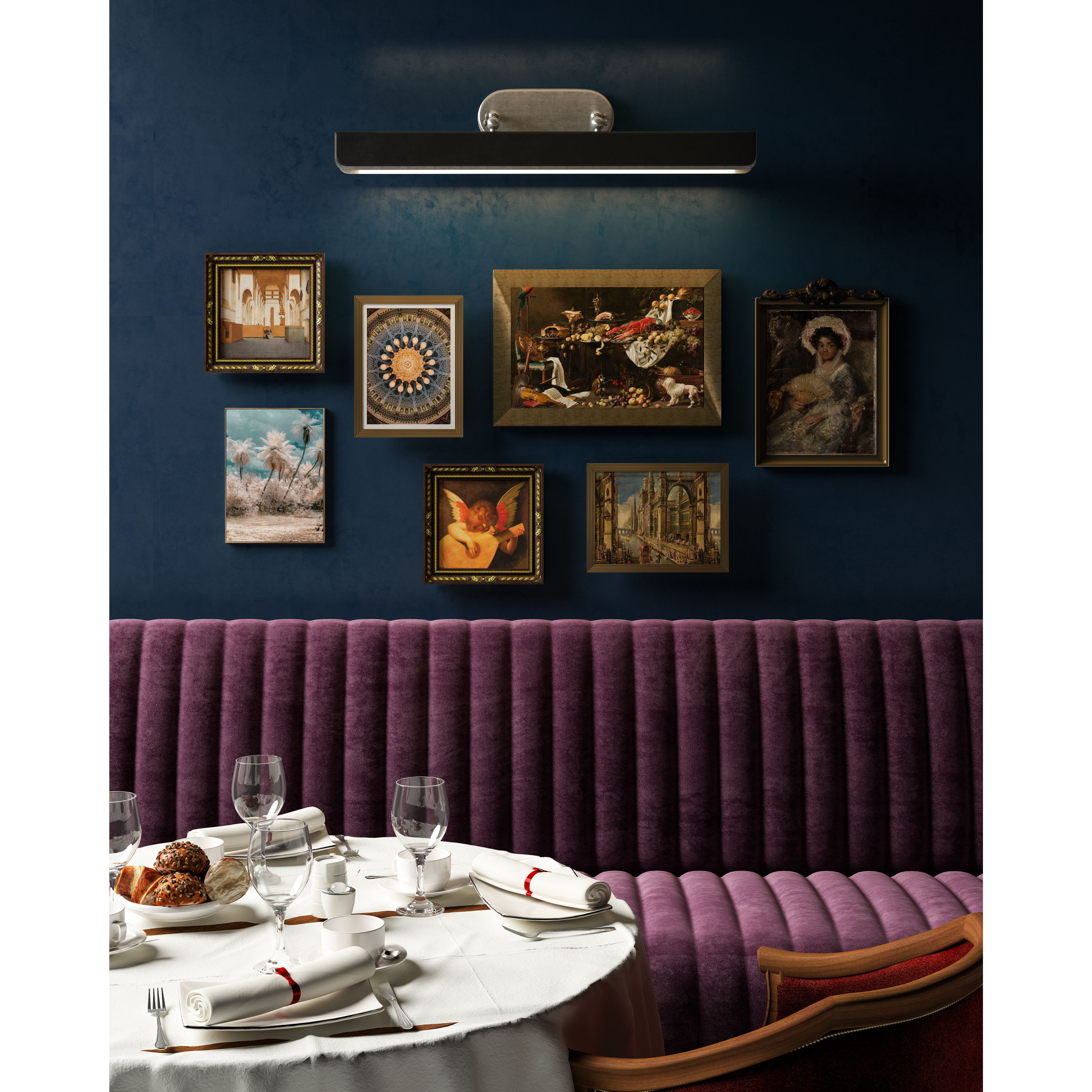 Valise Picture 32 watt 35.4 inch Aged Nickel and Tuxedo Leather Wall/Picture Light Wall Light