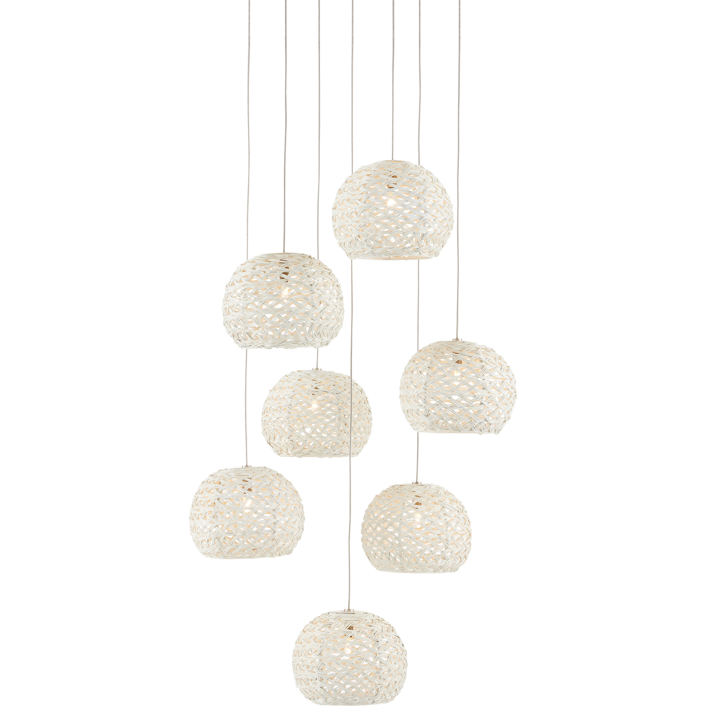 Piero 7 Light 17 inch Silver Multi-Drop Pendant Ceiling Light