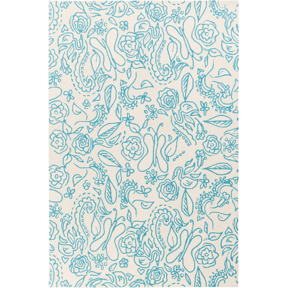 Tic Tac Toe 36 X 24 inch Blue and Neutral Area Rug, Wool
