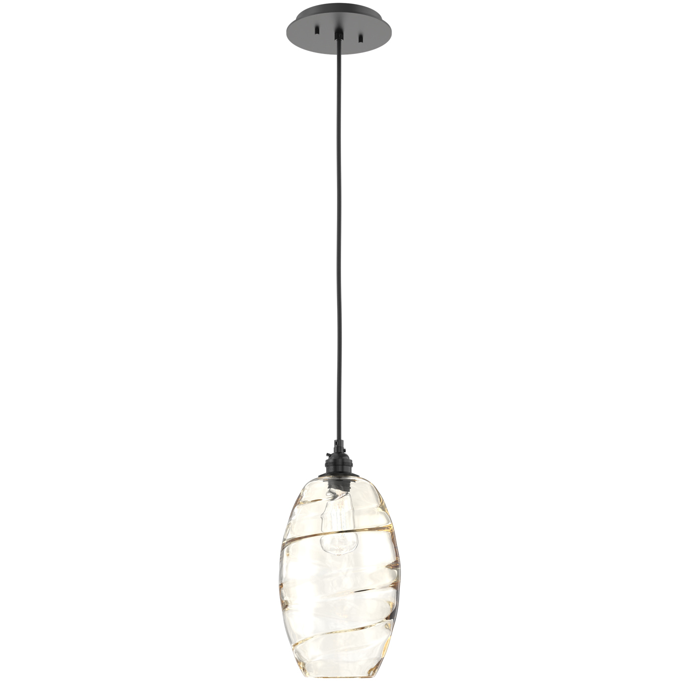 Ellisse 1 Light 6.5 inch Matte Black Pendant Ceiling Light in Ellisse Amber