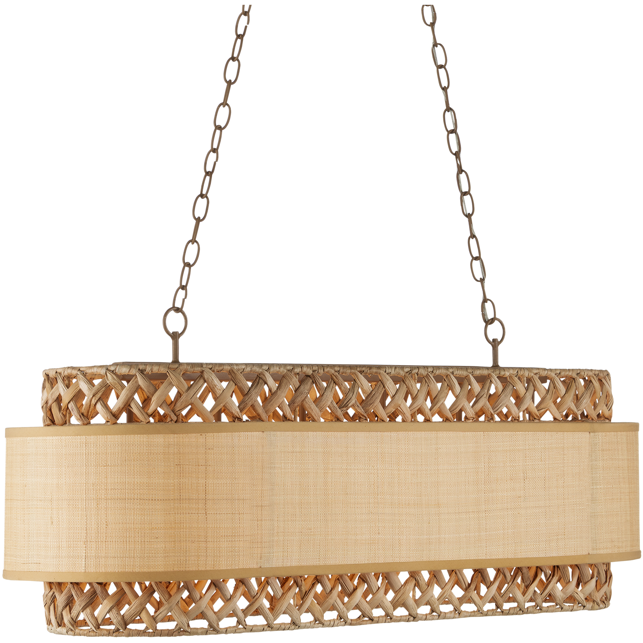 Isola 6 Light 42.5 inch Khaki/Natural Water Hyacinth Chandelier Ceiling Light