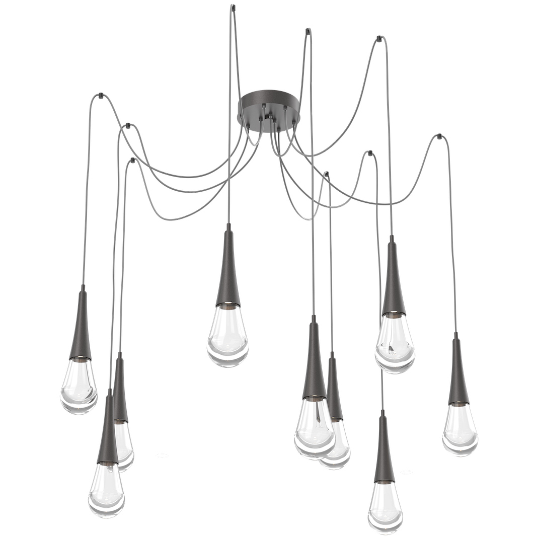 Raindrop LED 13.6 inch Graphite Swag Multi-Pendant Ceiling Light in 3000K LED