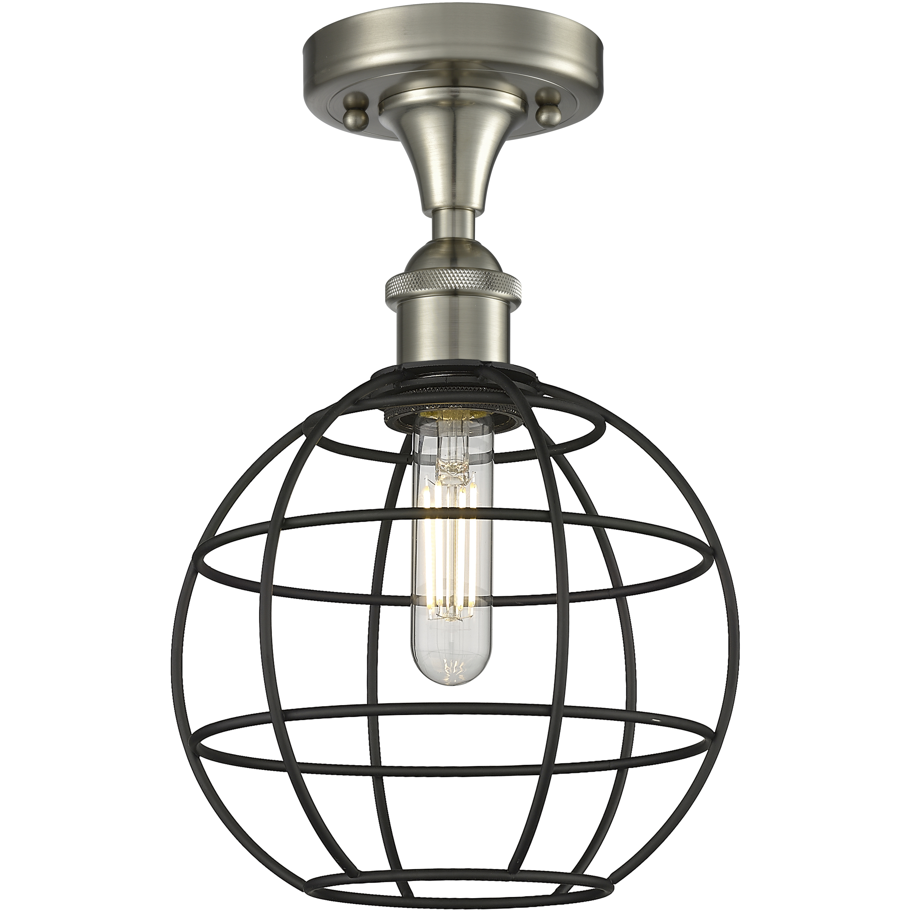 Lake Placid 1 Light 8 inch Satin Nickel Semi-Flush Mount Ceiling Light