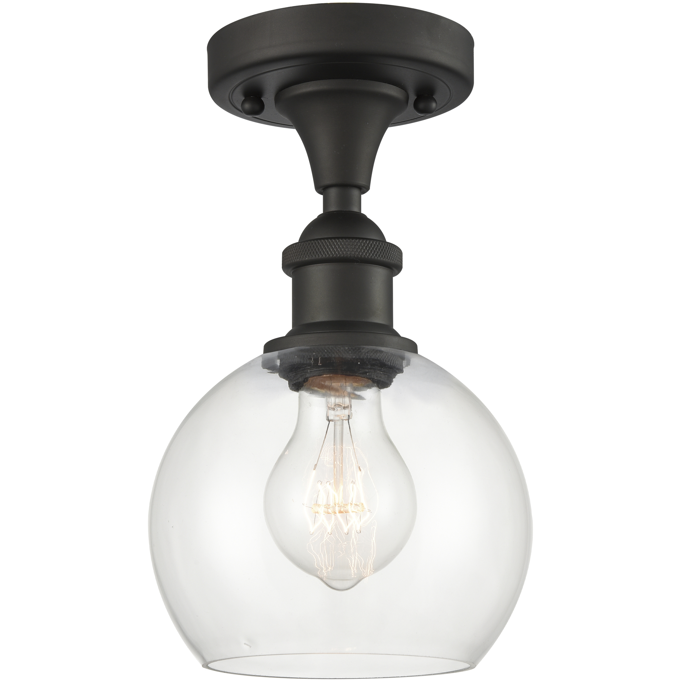 Edison Athens 1 Light 6 inch Oil Rubbed Bronze Semi-Flush Mount Ceiling Light in Clear Glass