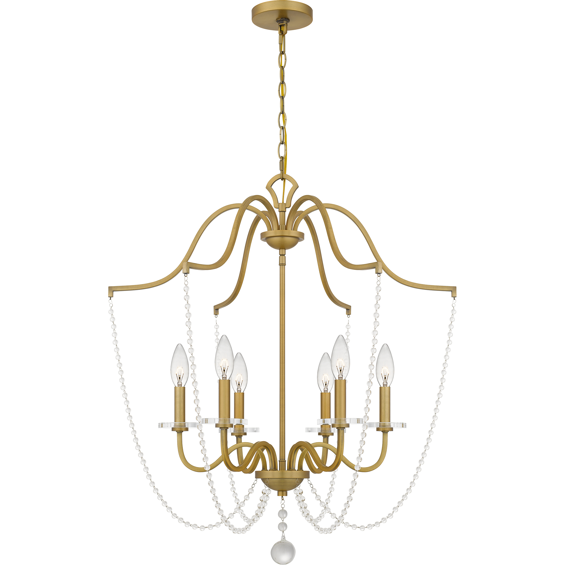 Sunday 6 Light 28 inch Aged Brass Chandelier Ceiling Light