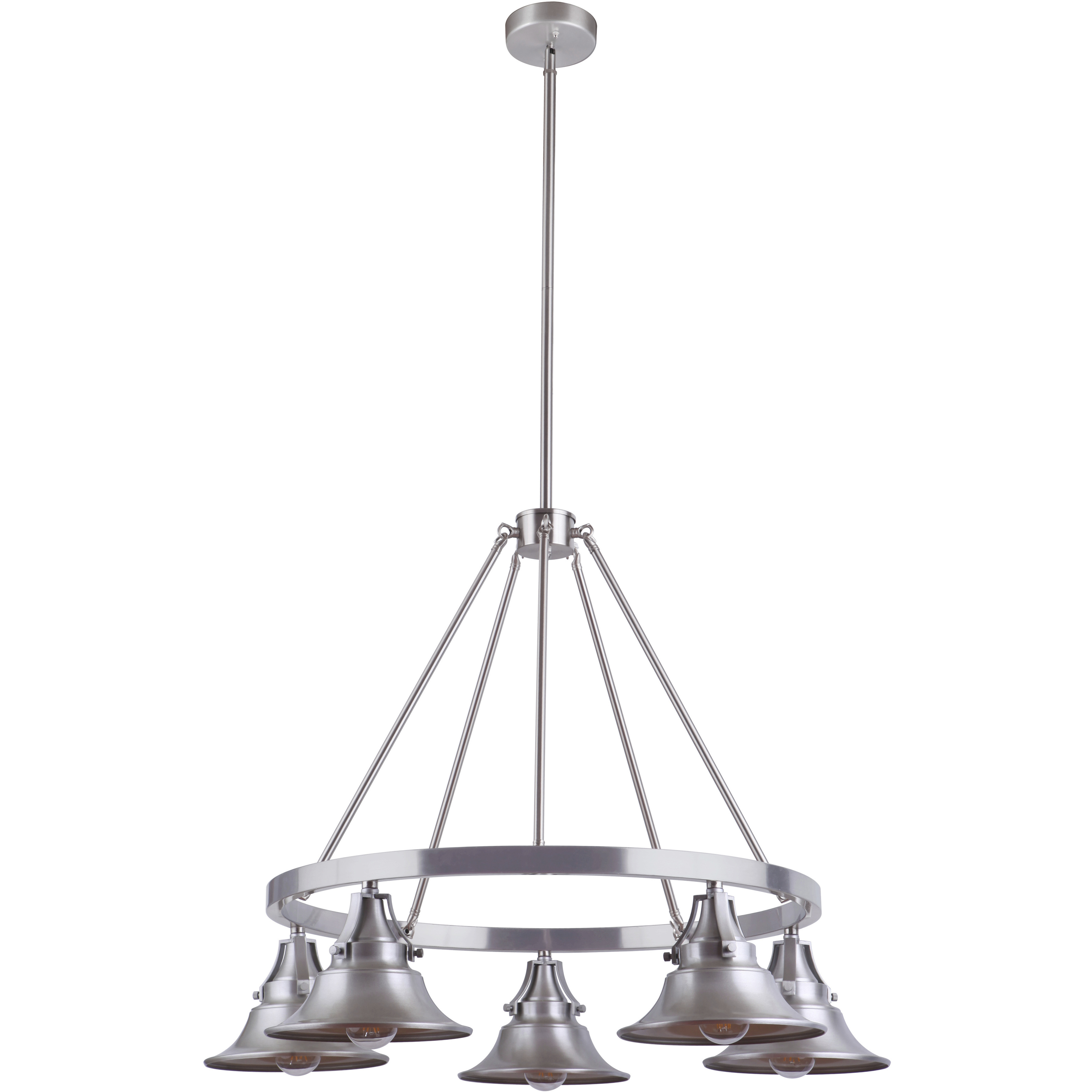 Union 5 Light 35 inch Satin Aluminum Outdoor Chandelier