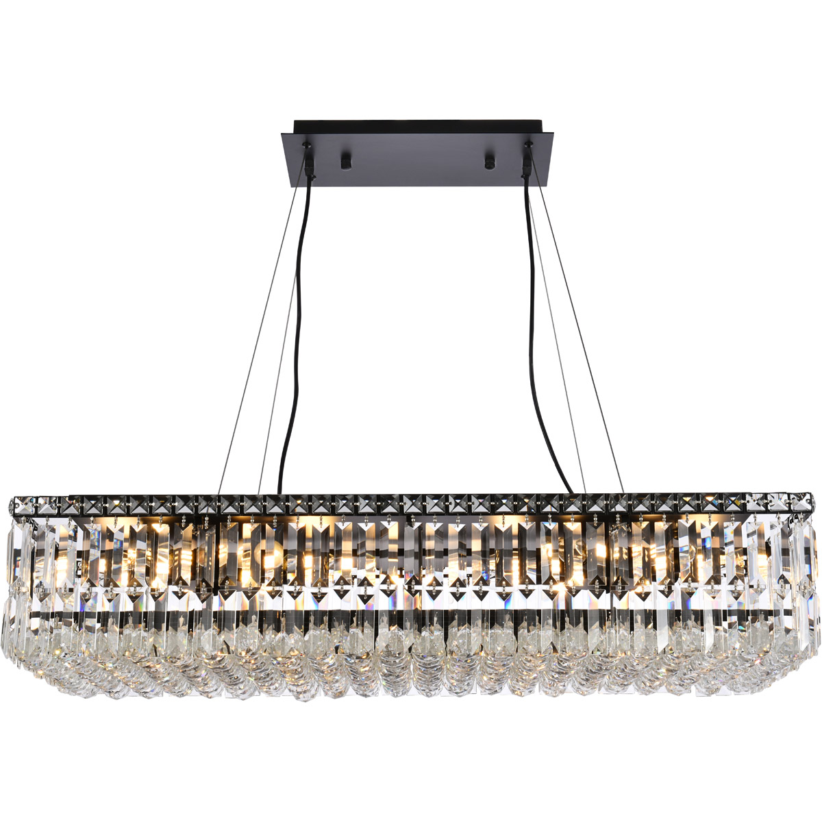 Maxime 16 Light 36 inch Black and Clear Linear Chandelier Ceiling Light in Royal Cut
