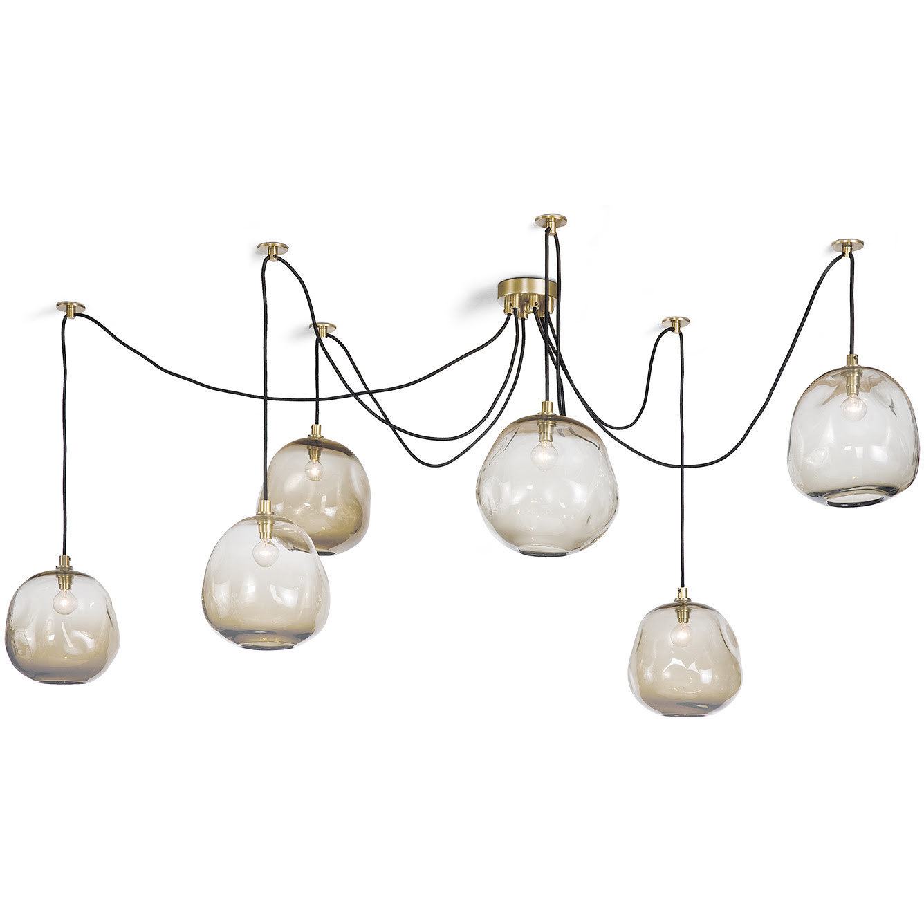 Molten Spider 6 Light 48 inch Natural Brass Chandelier Ceiling Light, Small