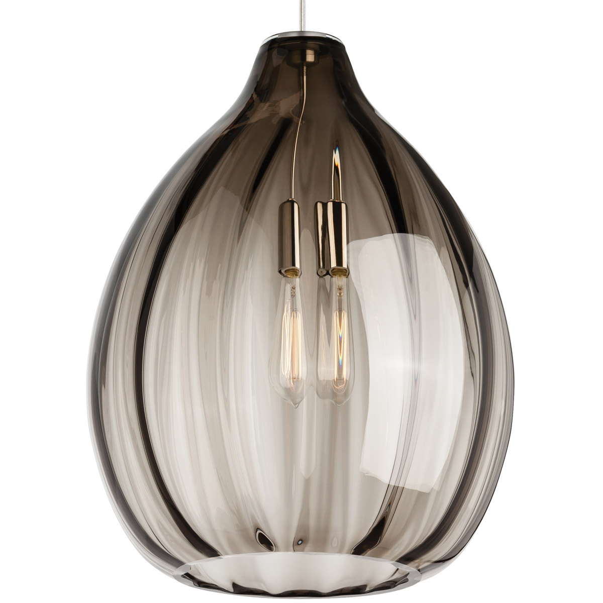 Harper LED 16 inch Satin Nickel Pendant Ceiling Light in LED 90 CRI 2700K, Smoke Glass