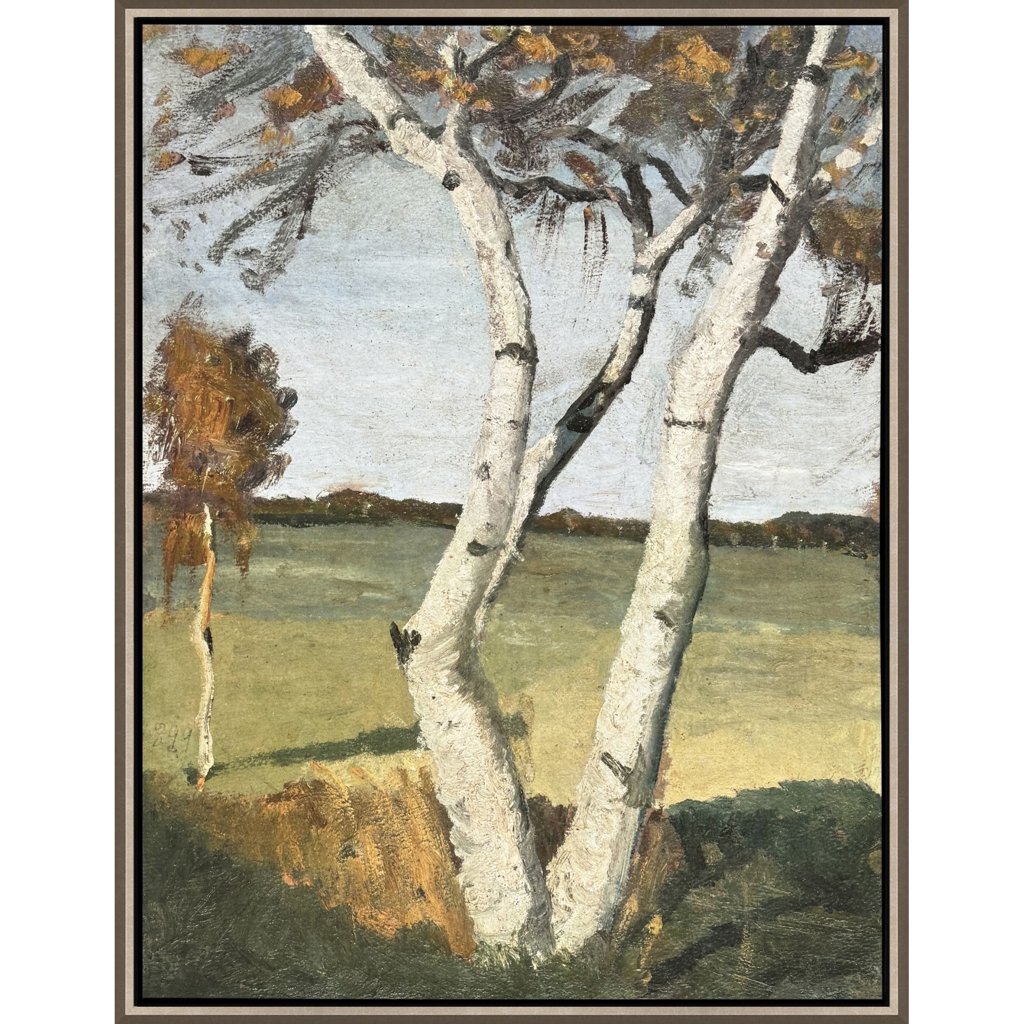 Birch Tree Green and Blue and Brown and Orange Canvas