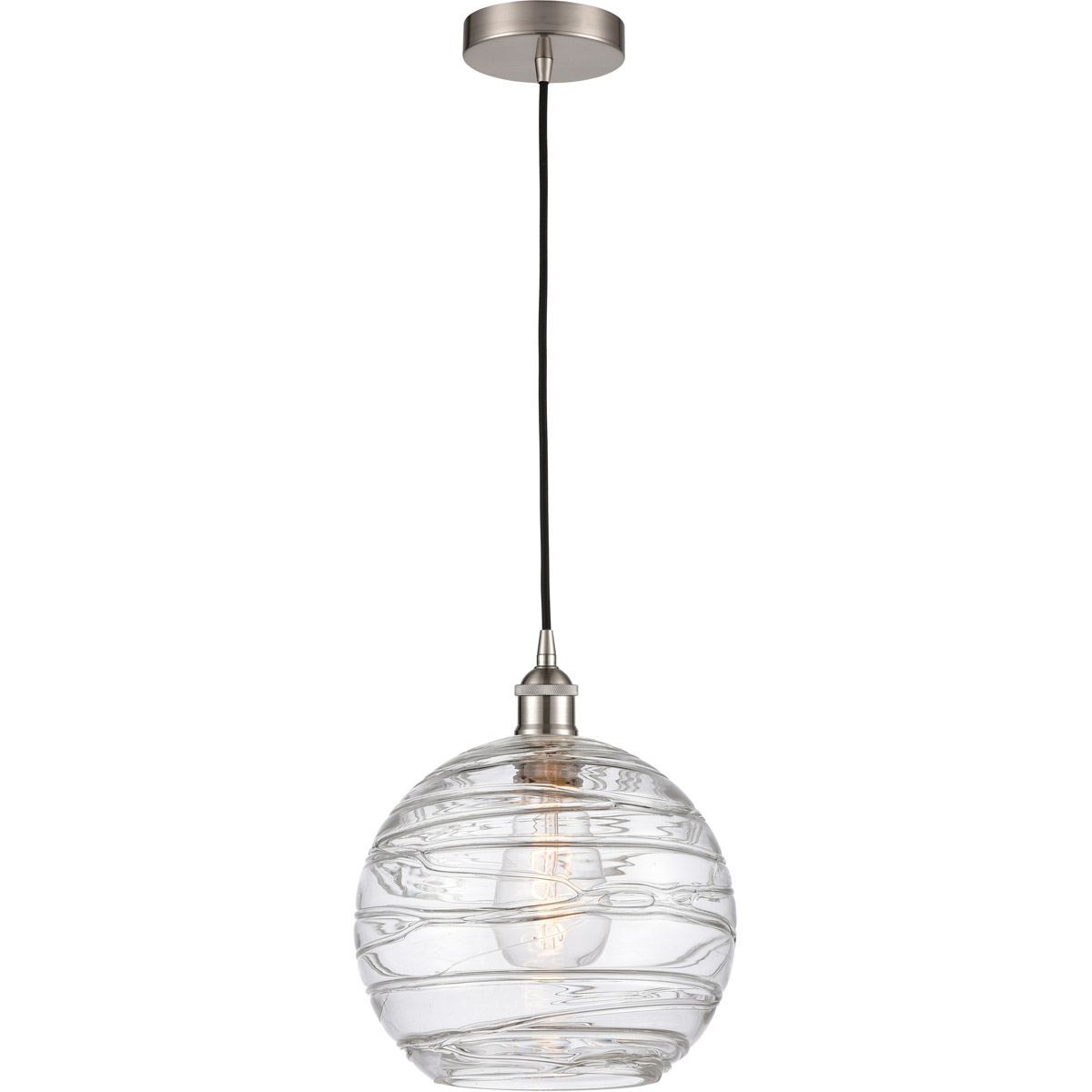 Edison Athens Deco Swirl LED 10 inch Brushed Satin Nickel Mini Pendant Ceiling Light