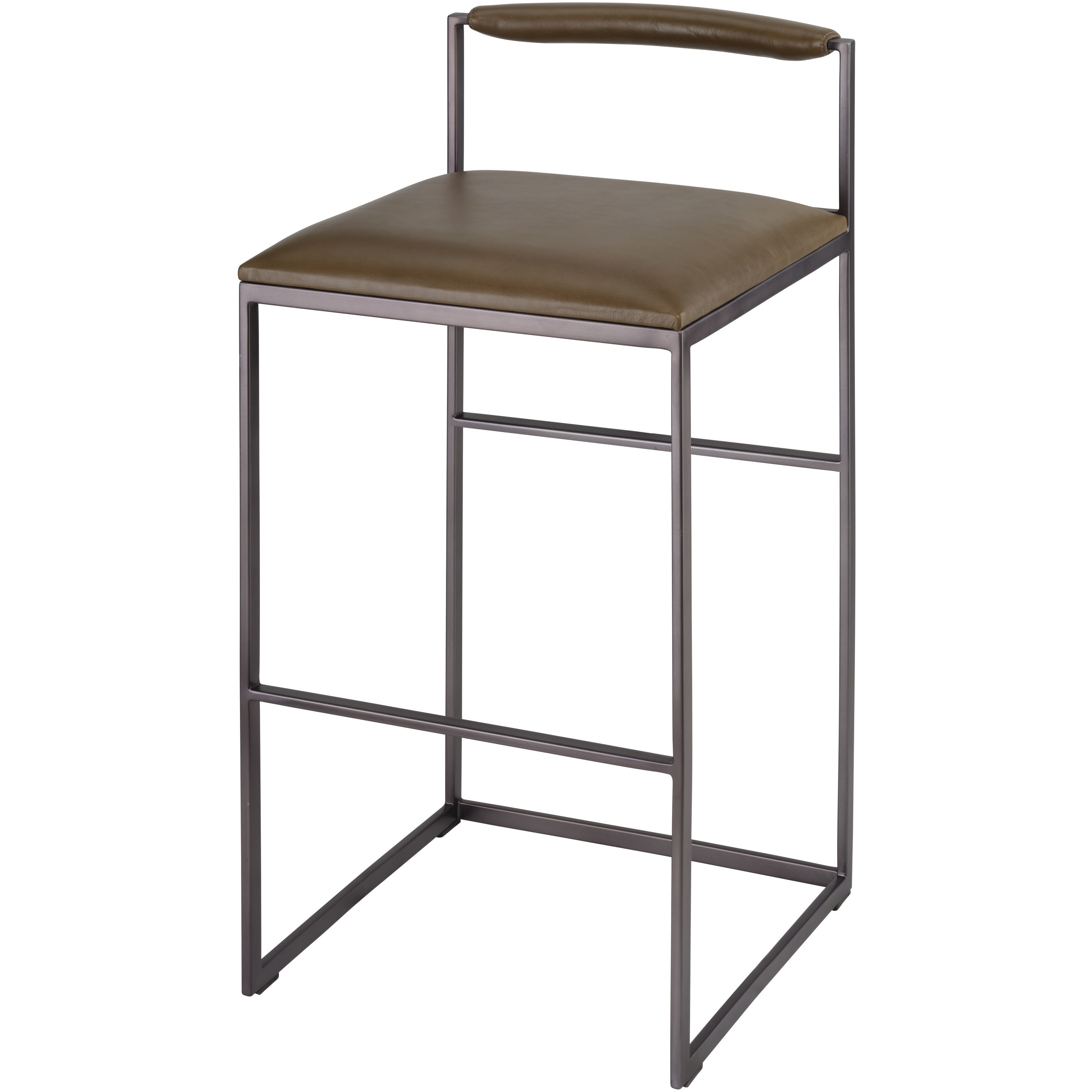 Bradbury 36 inch Truffle Leather and Black Bar Stool, Inline
