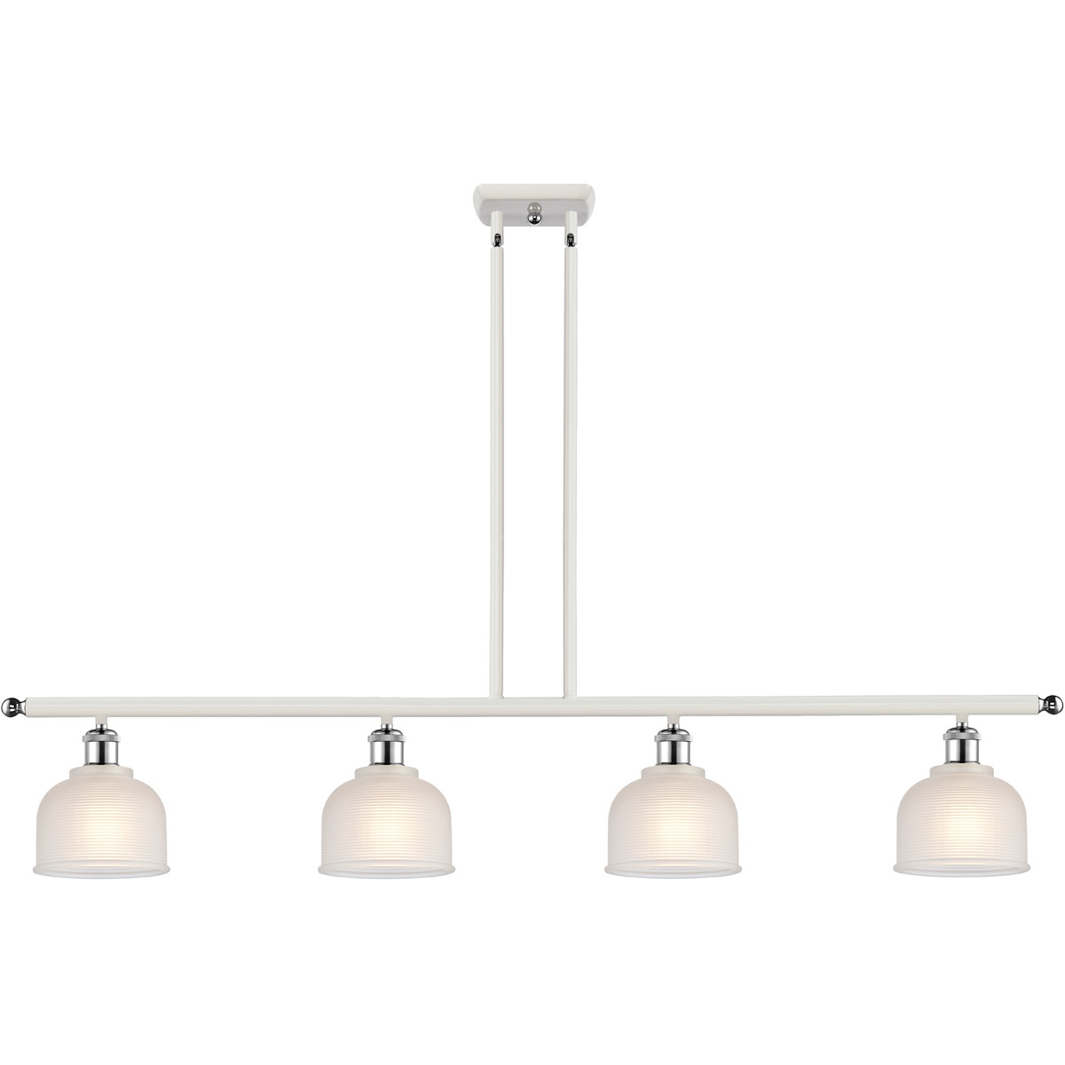 Ballston Dayton 4 Light 48 inch White and Polished Chrome Island Light Ceiling Light in White Glass, Ballston