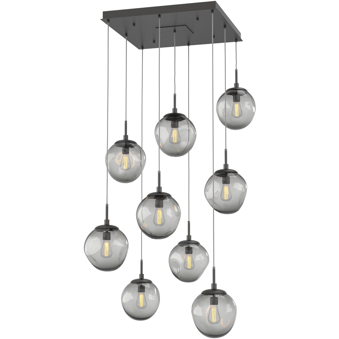 Aster Incandescent 9 Light Graphite Chandelier Ceiling Light, Square Multi-Port