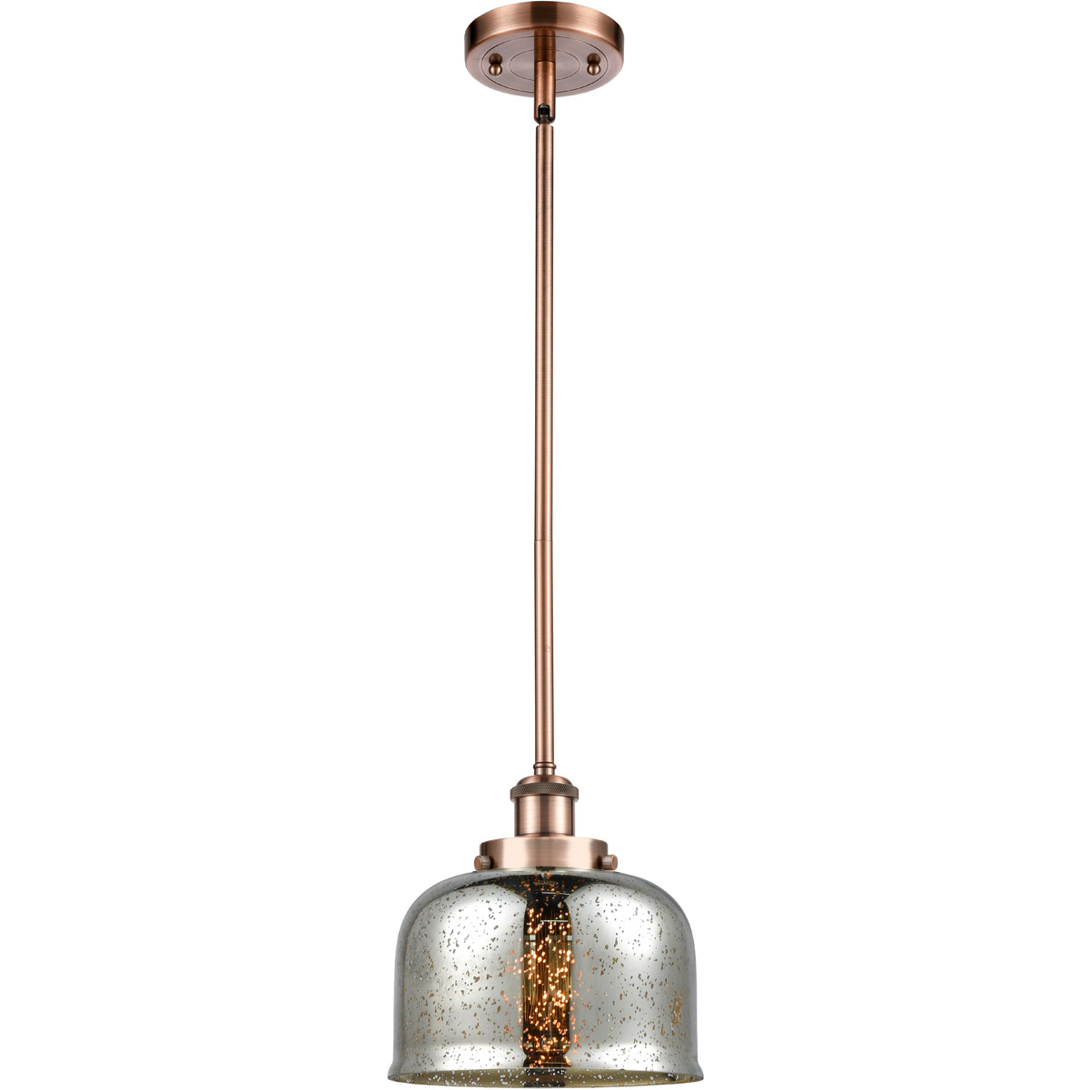 Ballston Bell LED 8 inch Antique Copper Mini Pendant Ceiling Light, Large Bell