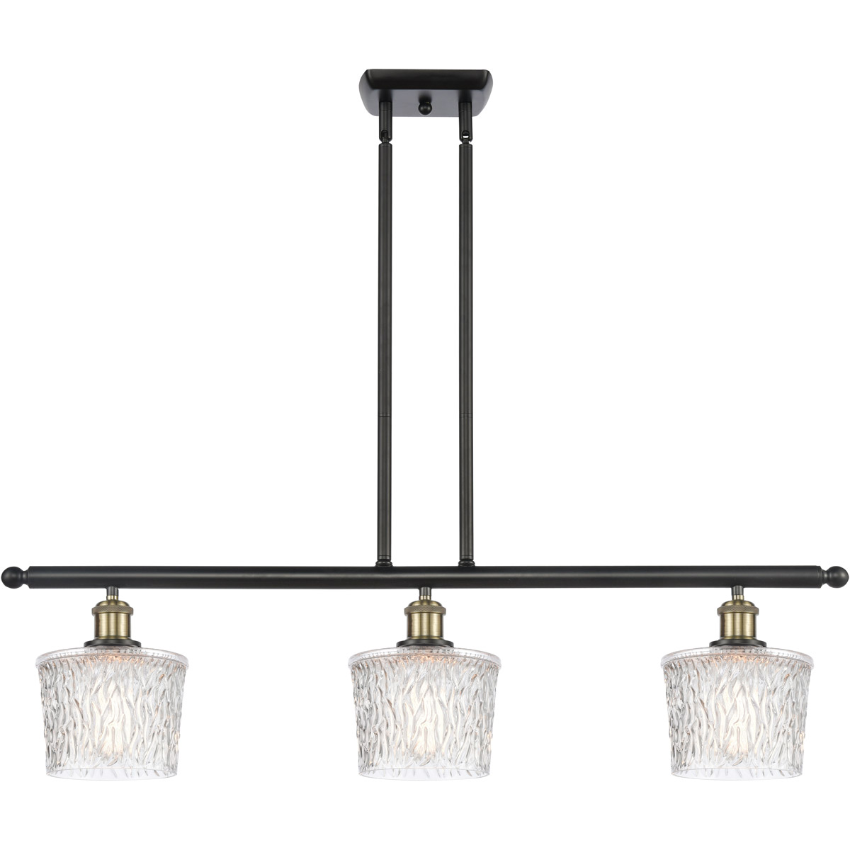 Ballston Niagra 3 Light 36 inch Black Antique Brass Island Light Ceiling Light, Ballston
