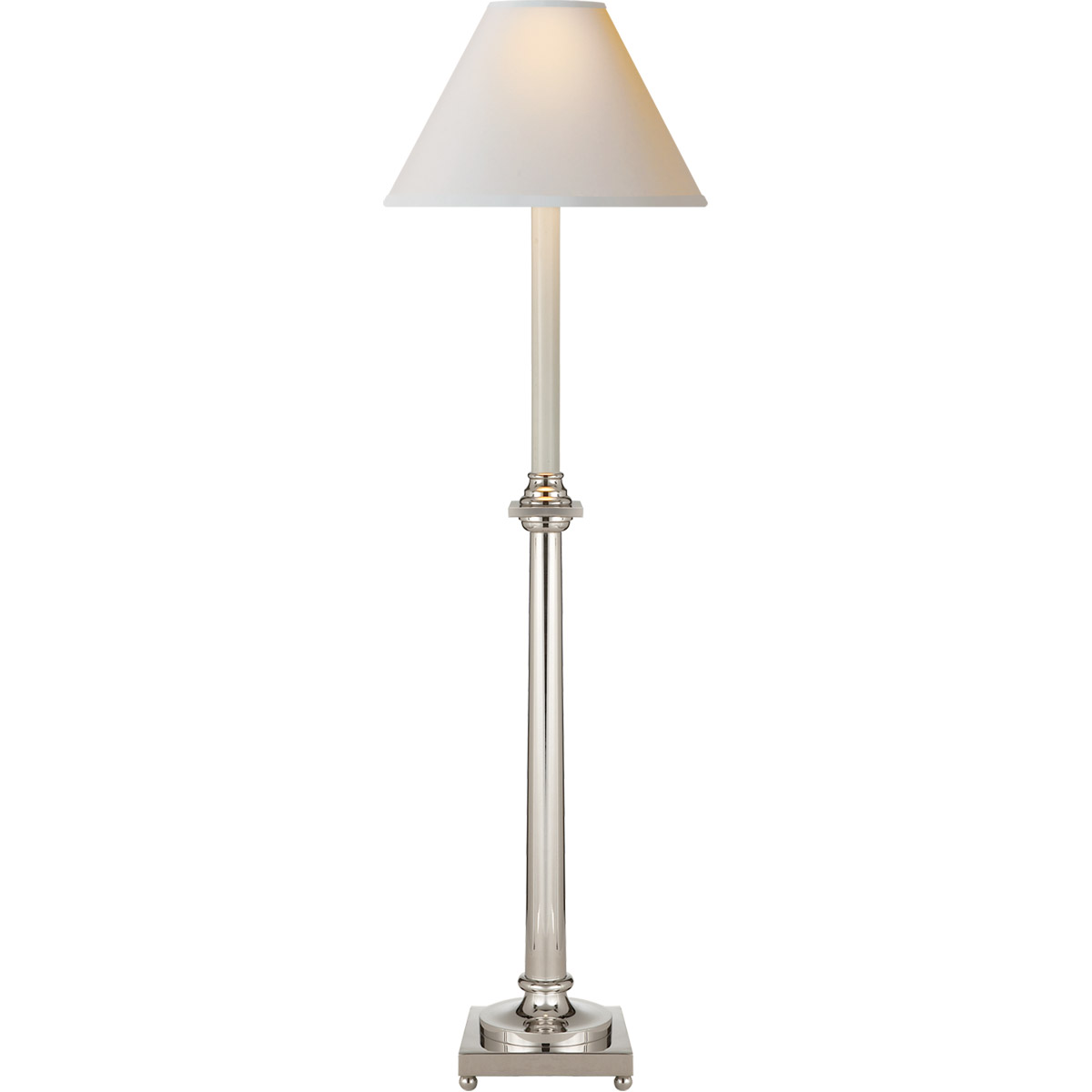 Chapman & Myers Swedish Column 34 inch 60 watt Polished Nickel Buffet Lamp Portable Light in Natural Paper